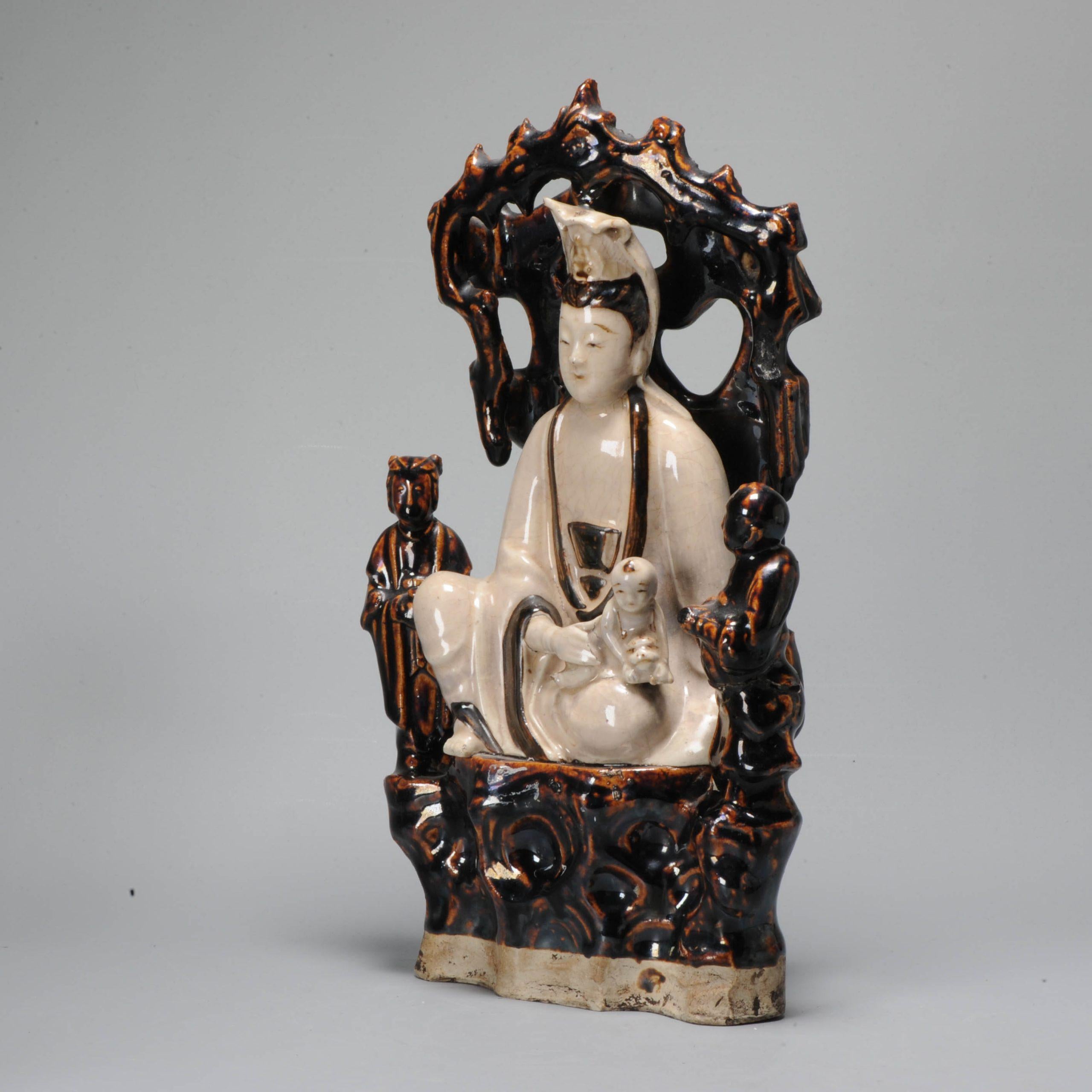 Antique Ming Period Cizhou Statue of a Guanyin China Chinese Porcelain For Sale 11