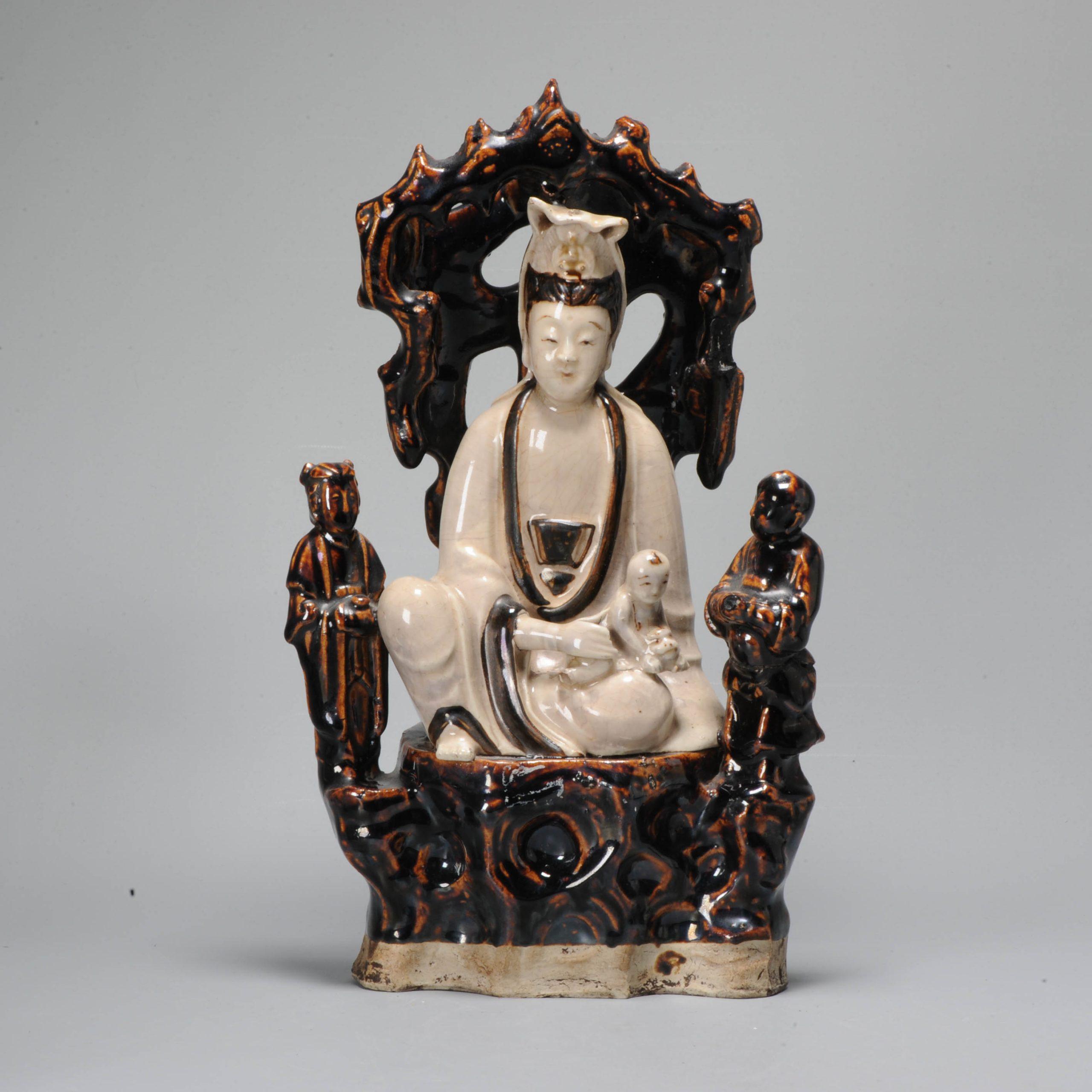 Antique Ming Period Cizhou Statue of a Guanyin China Chinese Porcelain For Sale 13