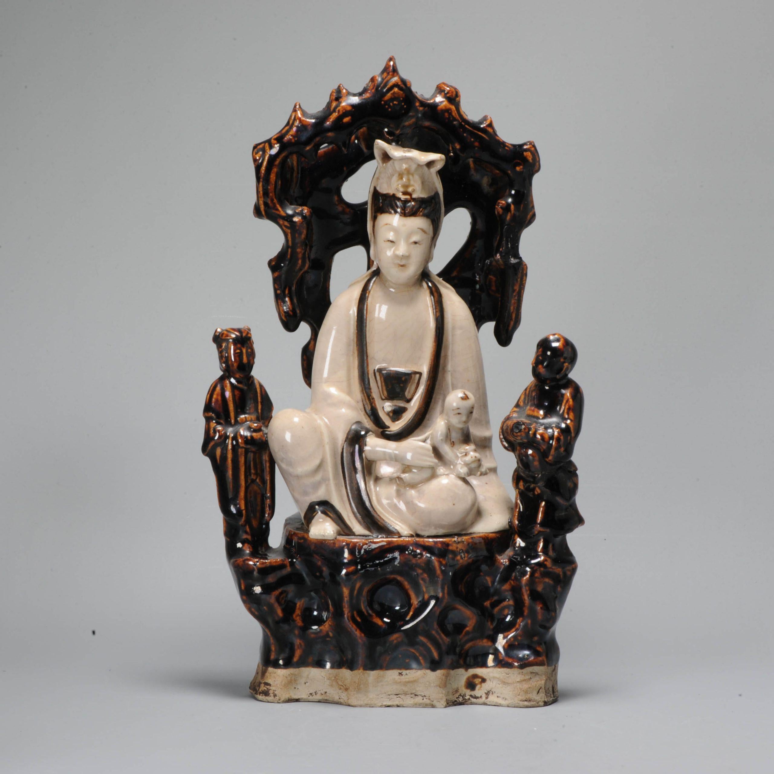 Antique Ming Period Cizhou Statue of a Guanyin China Chinese Porcelain For Sale 14