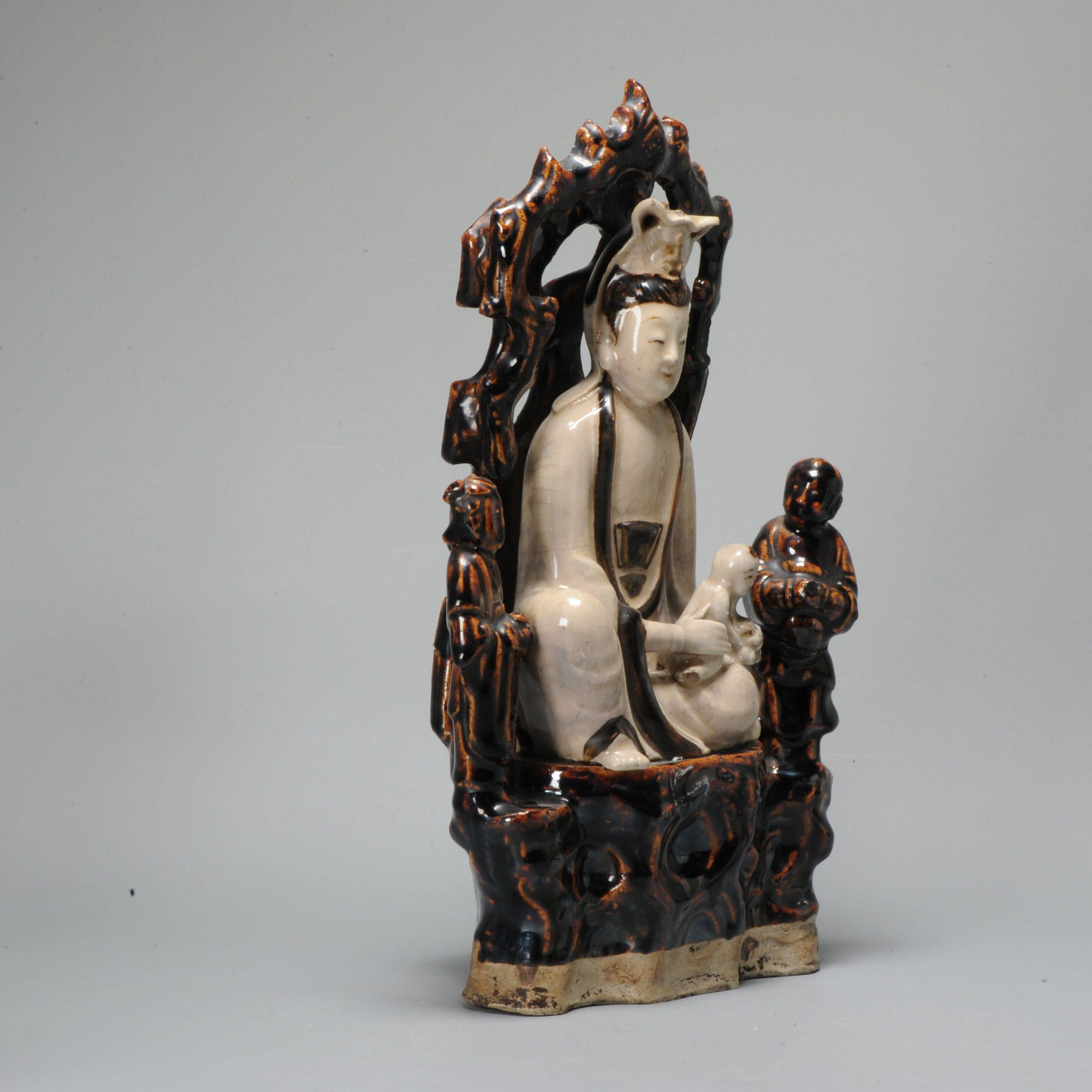 Antique Ming Period Cizhou Statue of a Guanyin China Chinese Porcelain For Sale 3