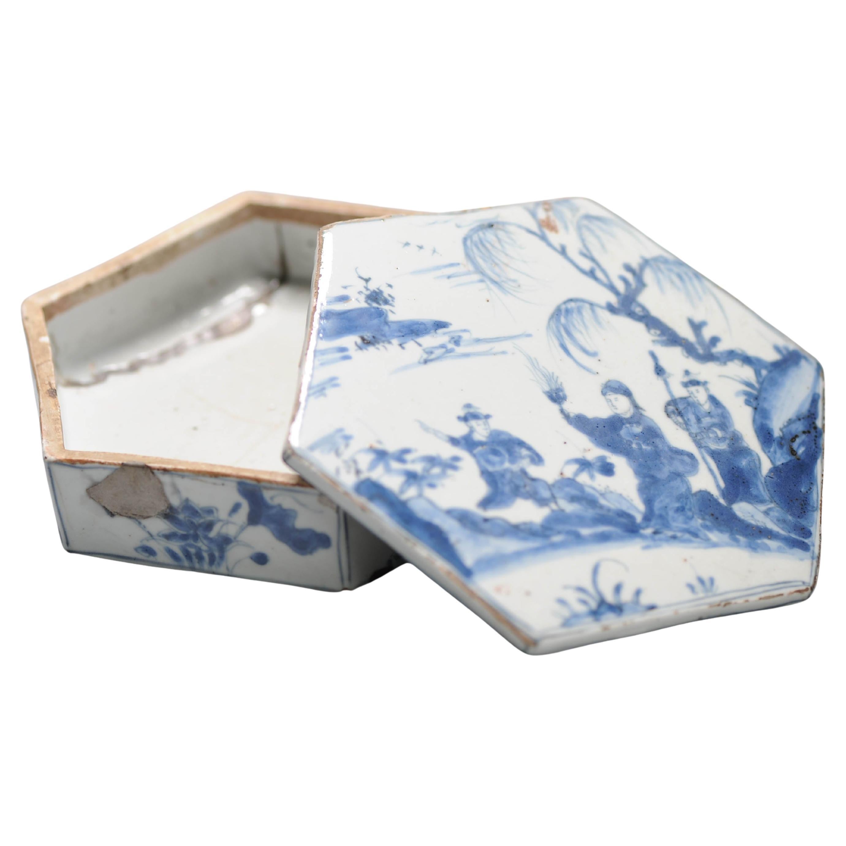 Antique Ming Period Kosometsuke Landscape Chinese Porcelain Kaiseki Dish