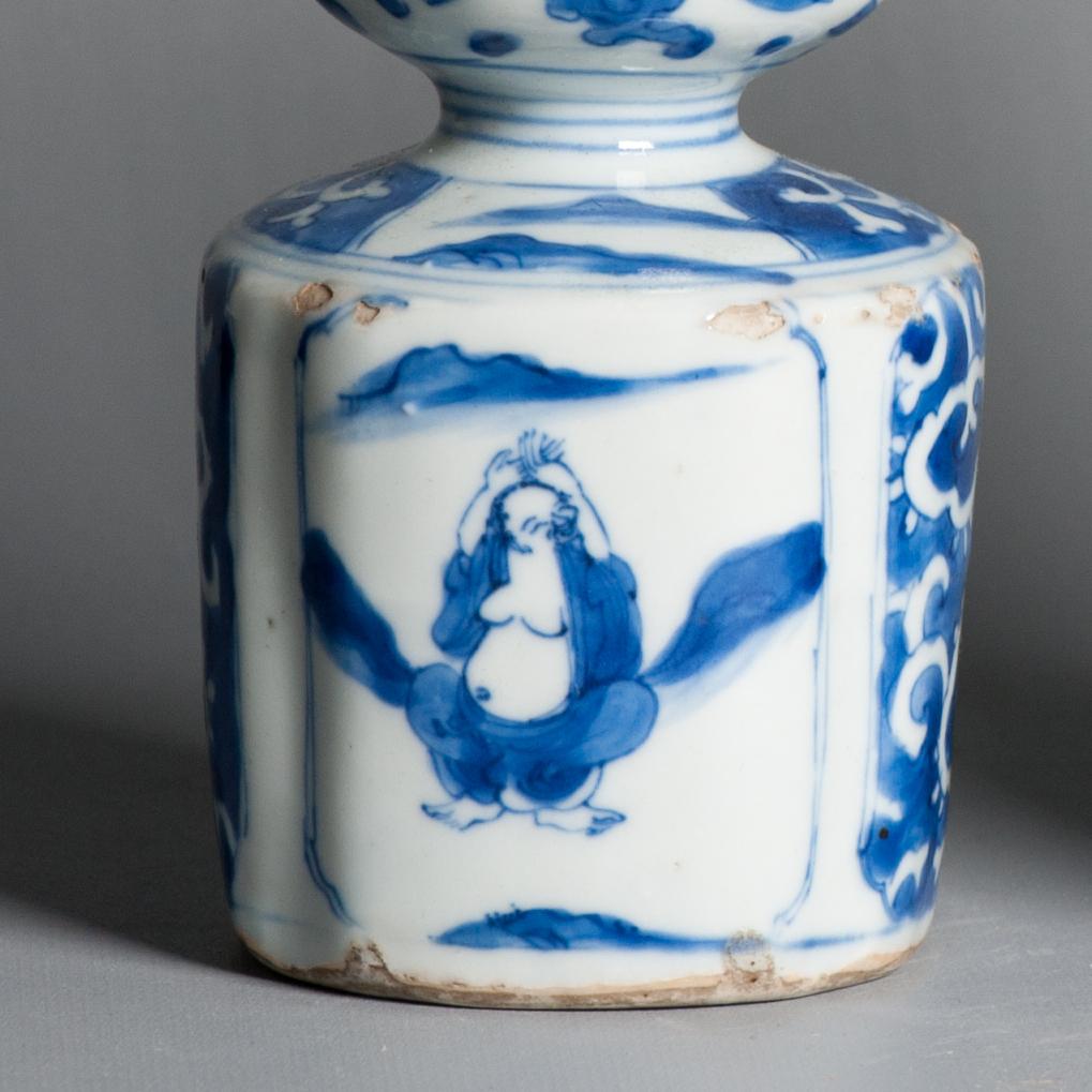 Antique Ming Period Kraak Tokkuri Sake Bottles Kosometsuke Landscape Chinese For Sale 7