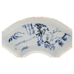 Antiguo Plato Kaiseki de Porcelana China del Periodo Ming Xieyi Yuan Poema Paisaje