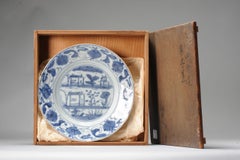 Antique Ming/Transitional Chinese Porcelain Plate, European House, Rare Piece