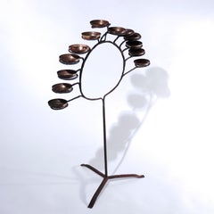 Antique Mingei Japanese Temple Iron Oil Lamp Stand, Edo Period