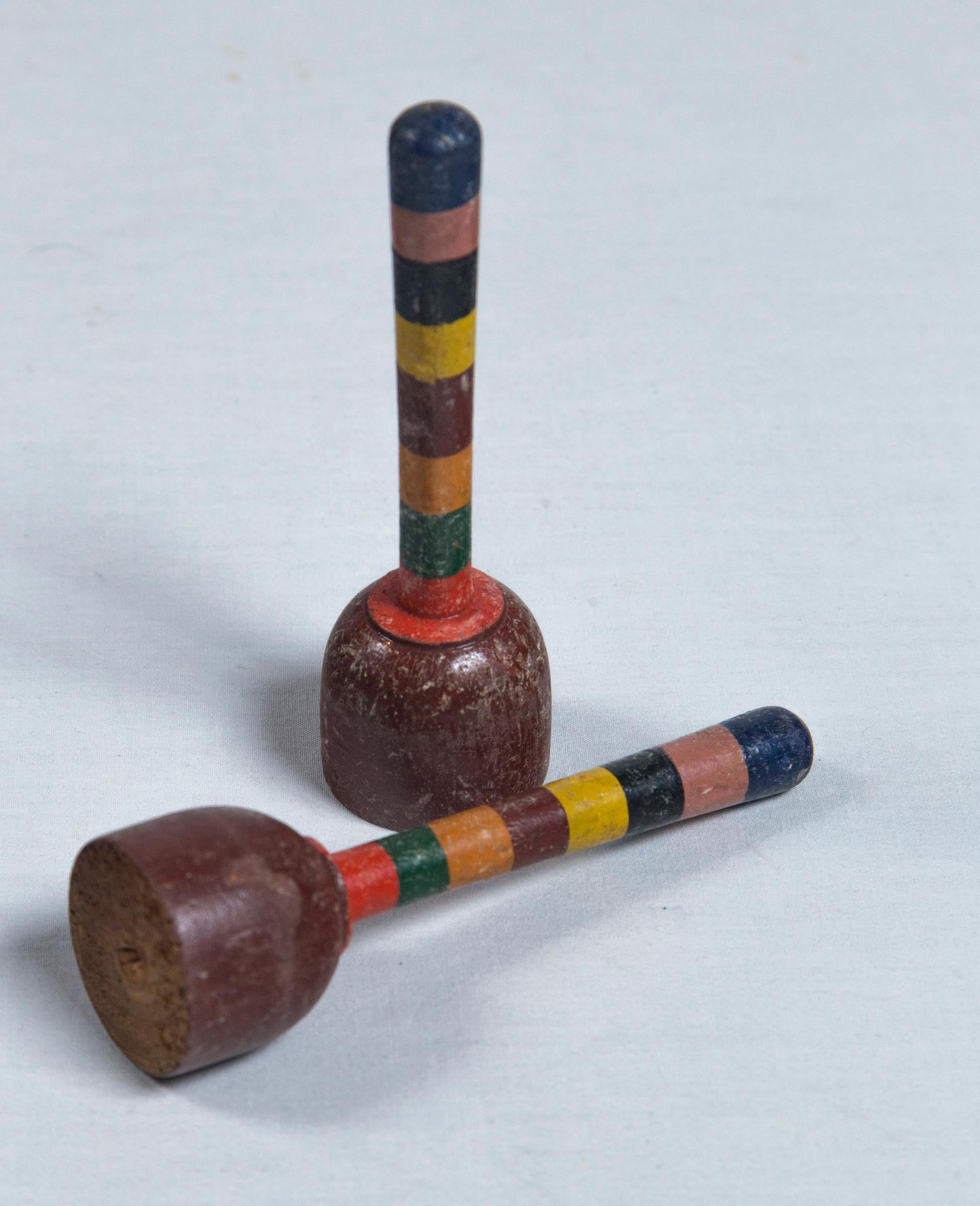 antique croquet set in wooden box