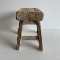 Antiker Mini-Hocker aus Ulmenholz