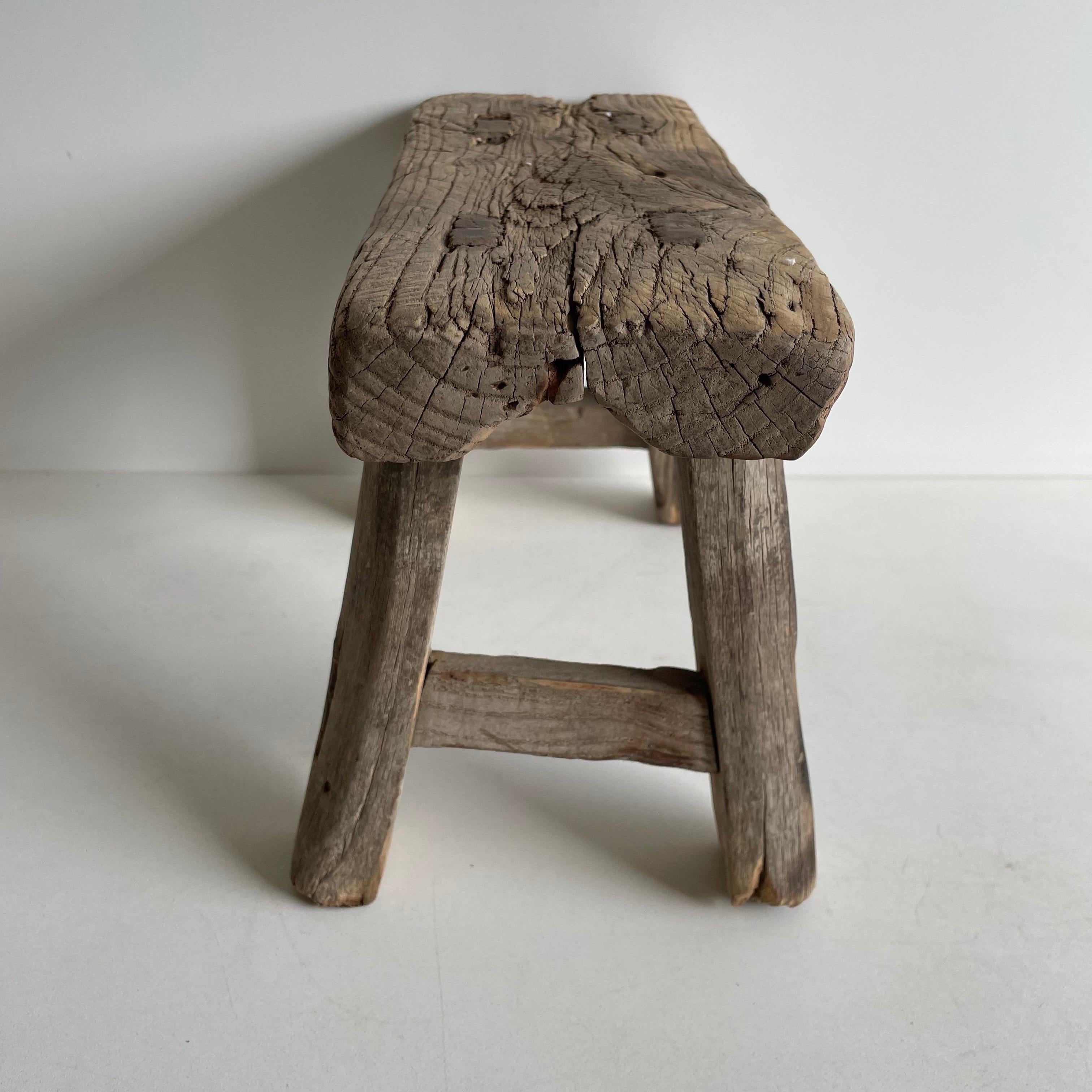Vintage antique elm wood mini stool These are the real vintage antique elm wood mini stools! Beautiful antique patina, with weathering and age, these are solid and sturdy ready for daily use, use as a table, stool, drink table, they are great for