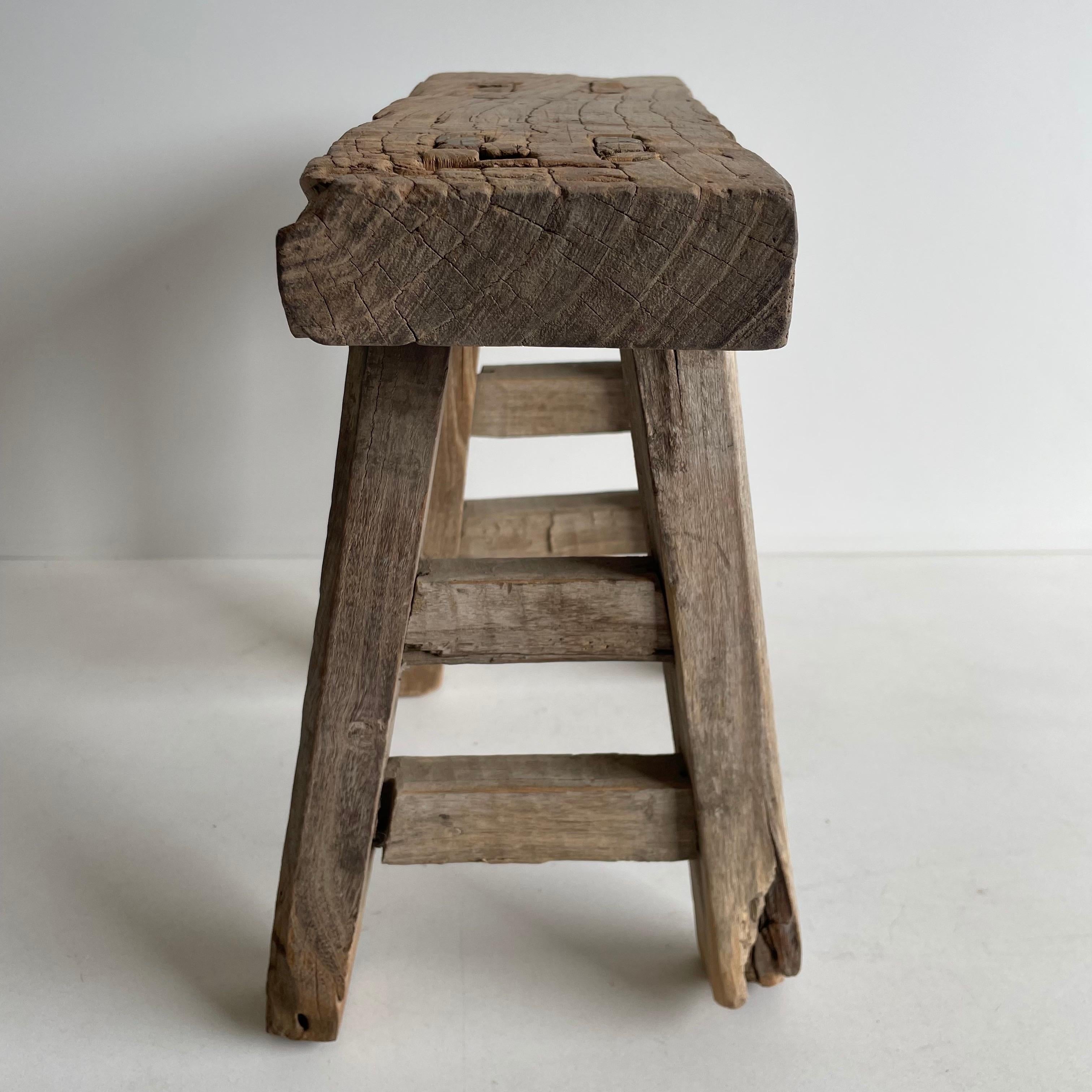 Vintage antique elm wood mini stool. These are the real vintage antique elm wood mini stools! Beautiful antique patina, with weathering and age, these are solid and sturdy ready for daily use, use as a table, stool, drink table, they are great for