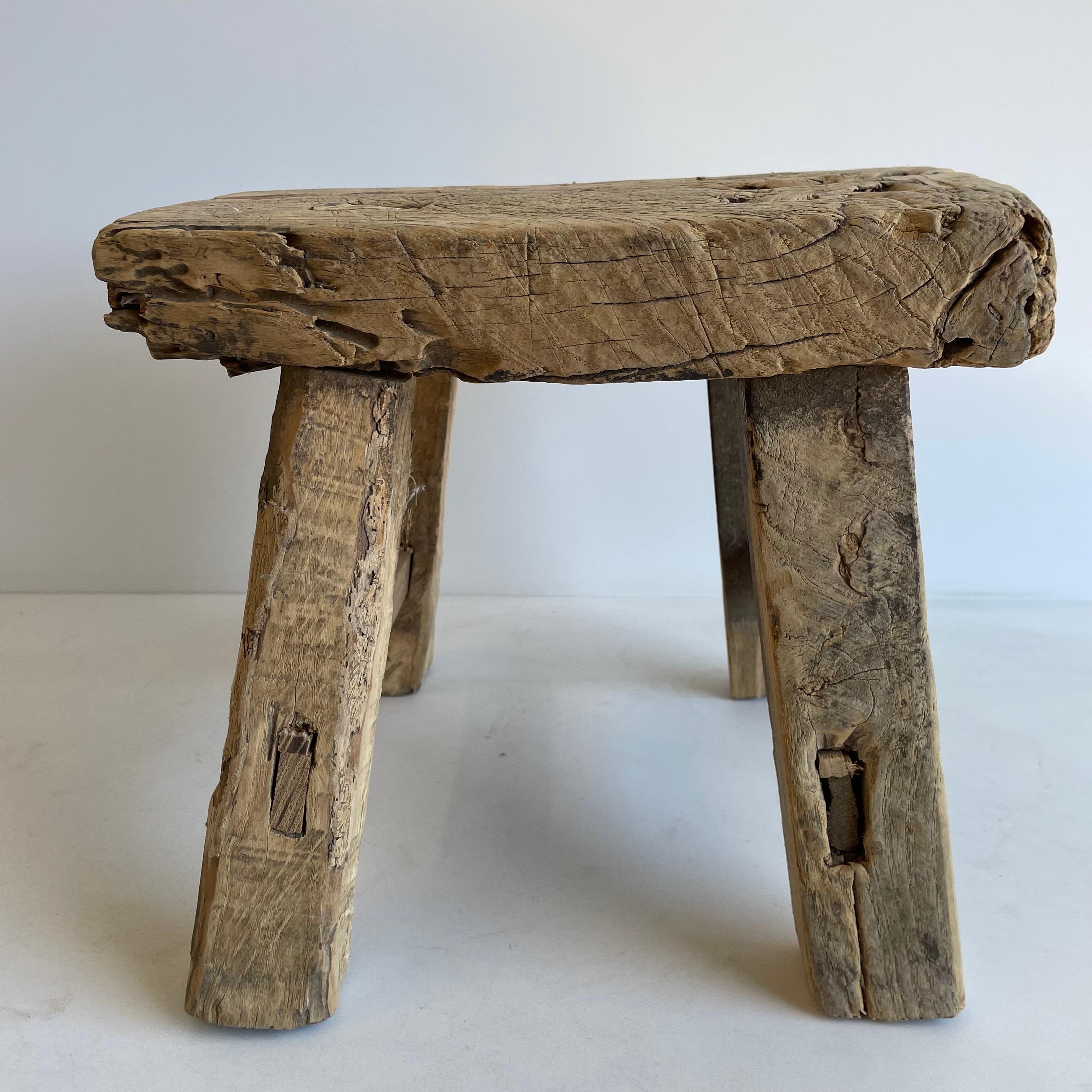 Asian Antique Mini Elm Wood Stool