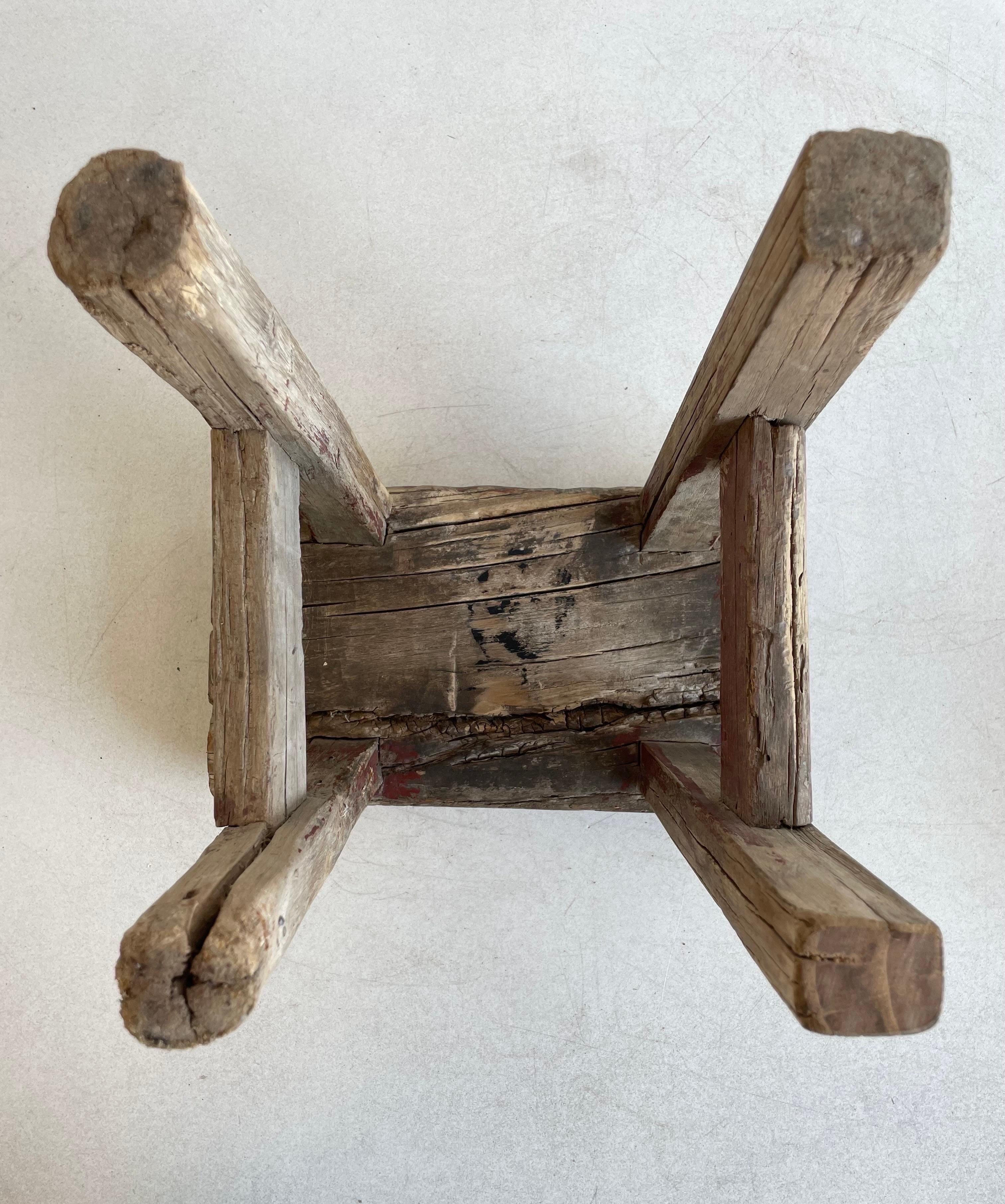 Antique Mini Elm Wood Stool 2
