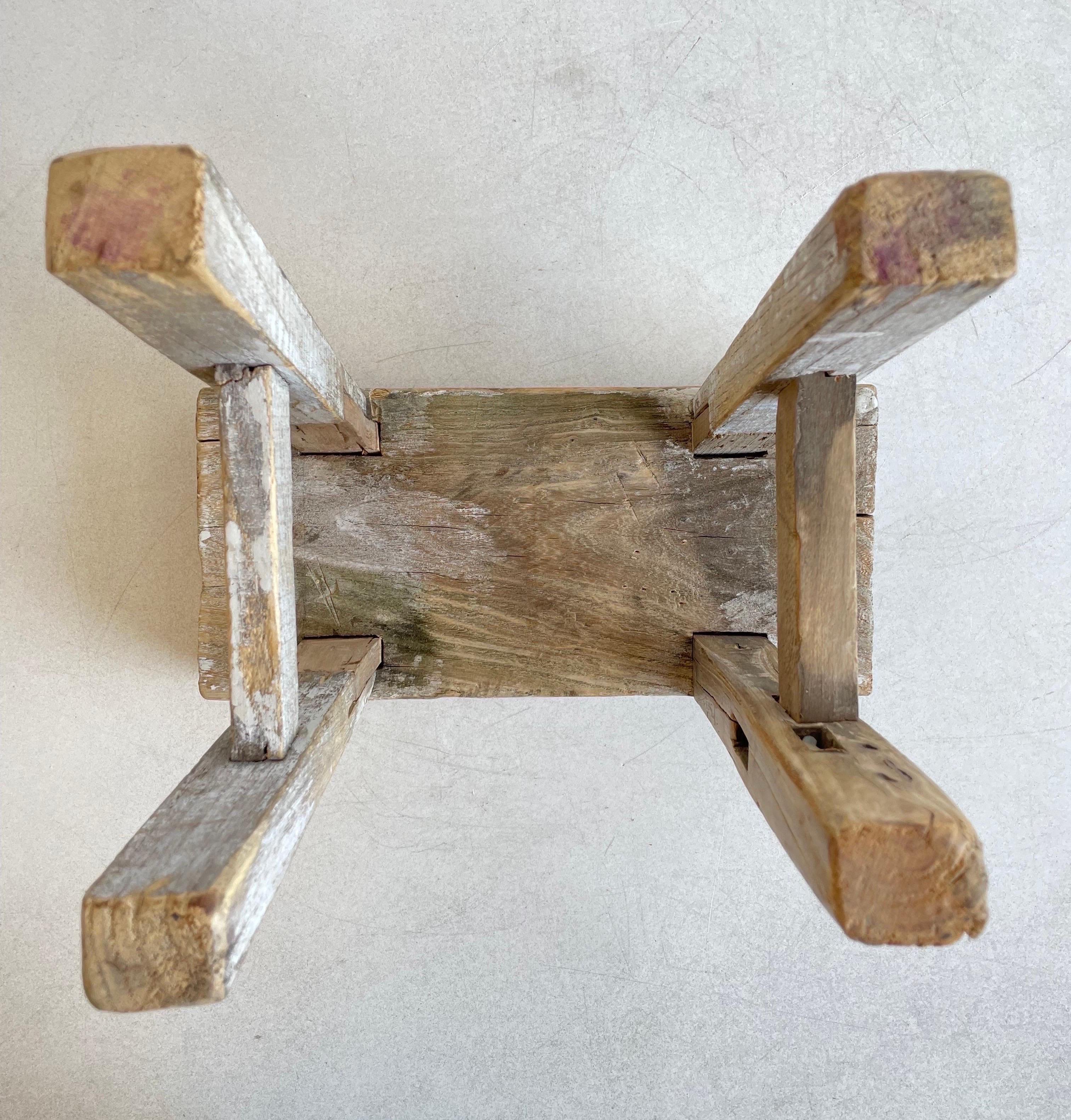 Antique Mini Elm Wood Stool For Sale 3