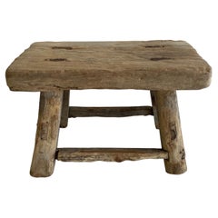 Antiker Mini-Hocker aus Ulmenholz