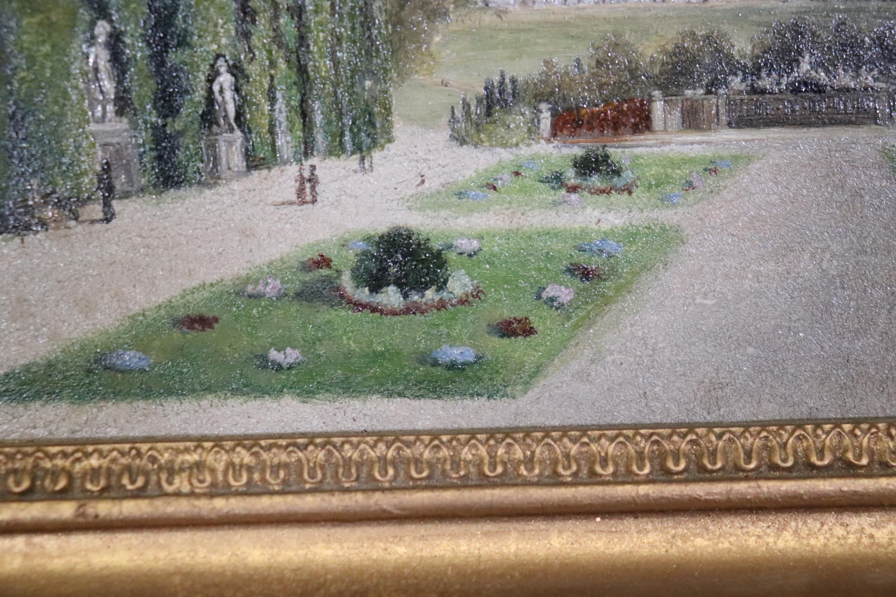 Pintura al óleo sobre tabla de un paisaje de estilo gran turismo neoclásico mini antiguo Madera en venta