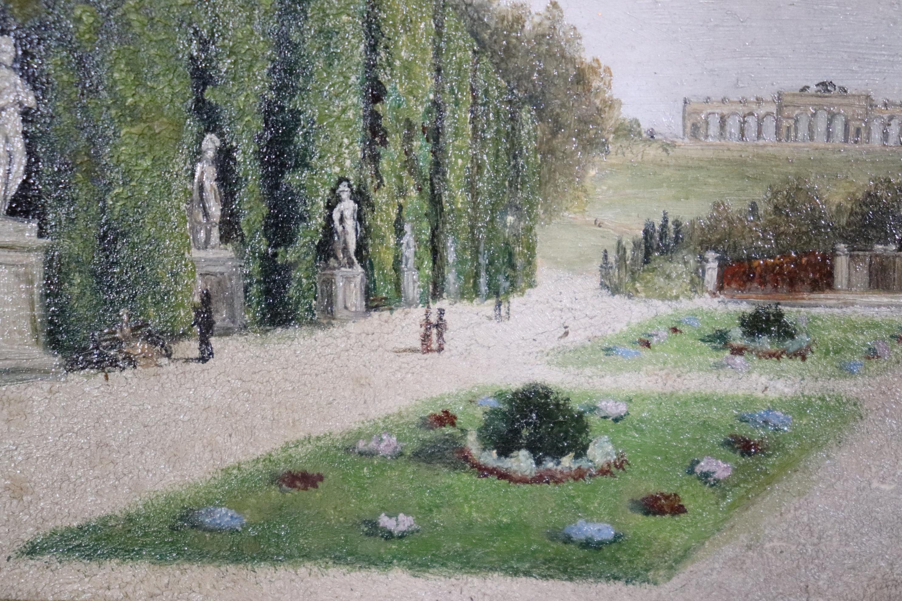 20th Century Antique Mini Neoclassical Grand Tour Style Oil Painting On Board of A Landscape For Sale