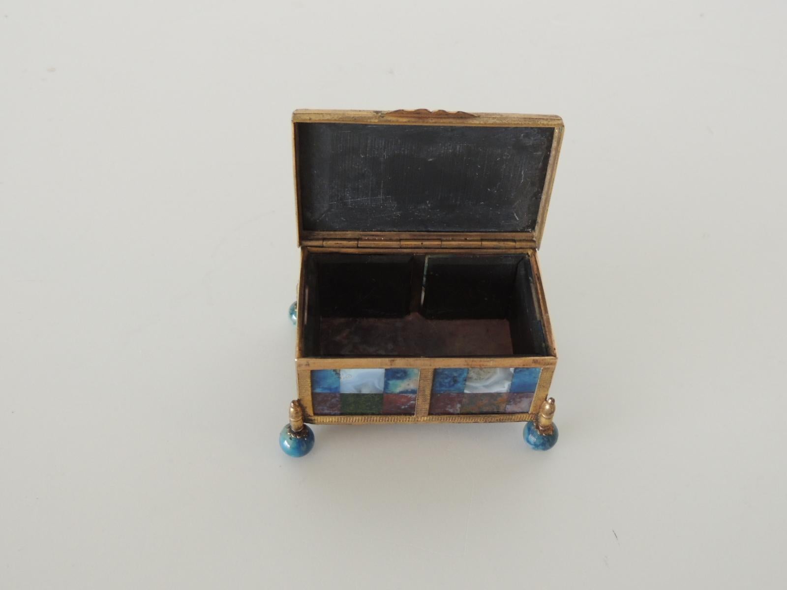 Regency Antique Miniature Agate Specimen Ormolu-Mounted Decorative Box