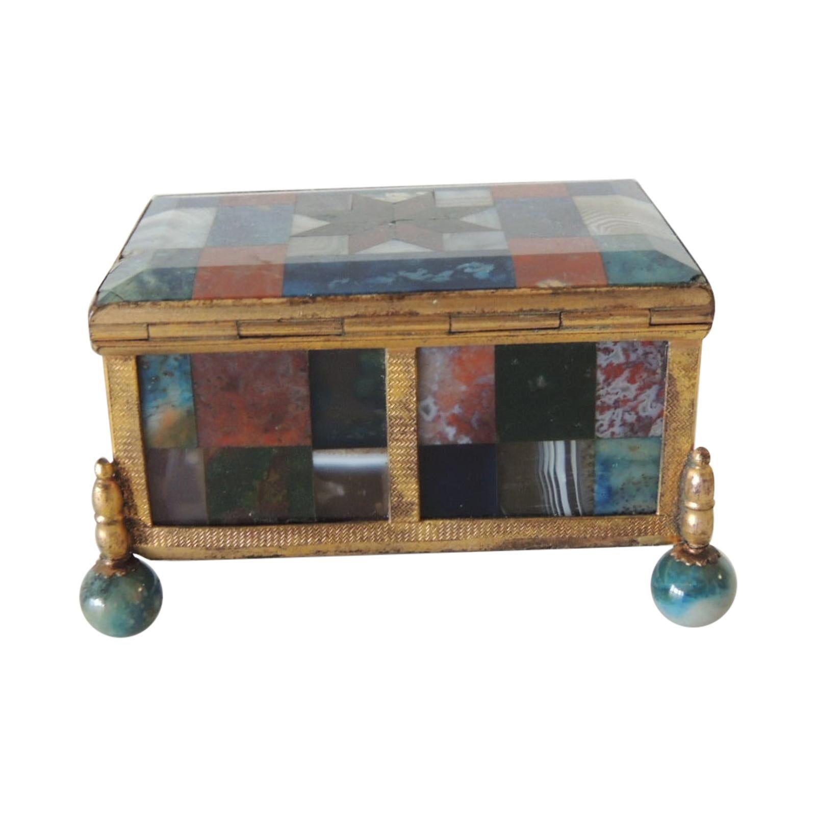 Antique Miniature Agate Specimen Ormolu-Mounted Decorative Box