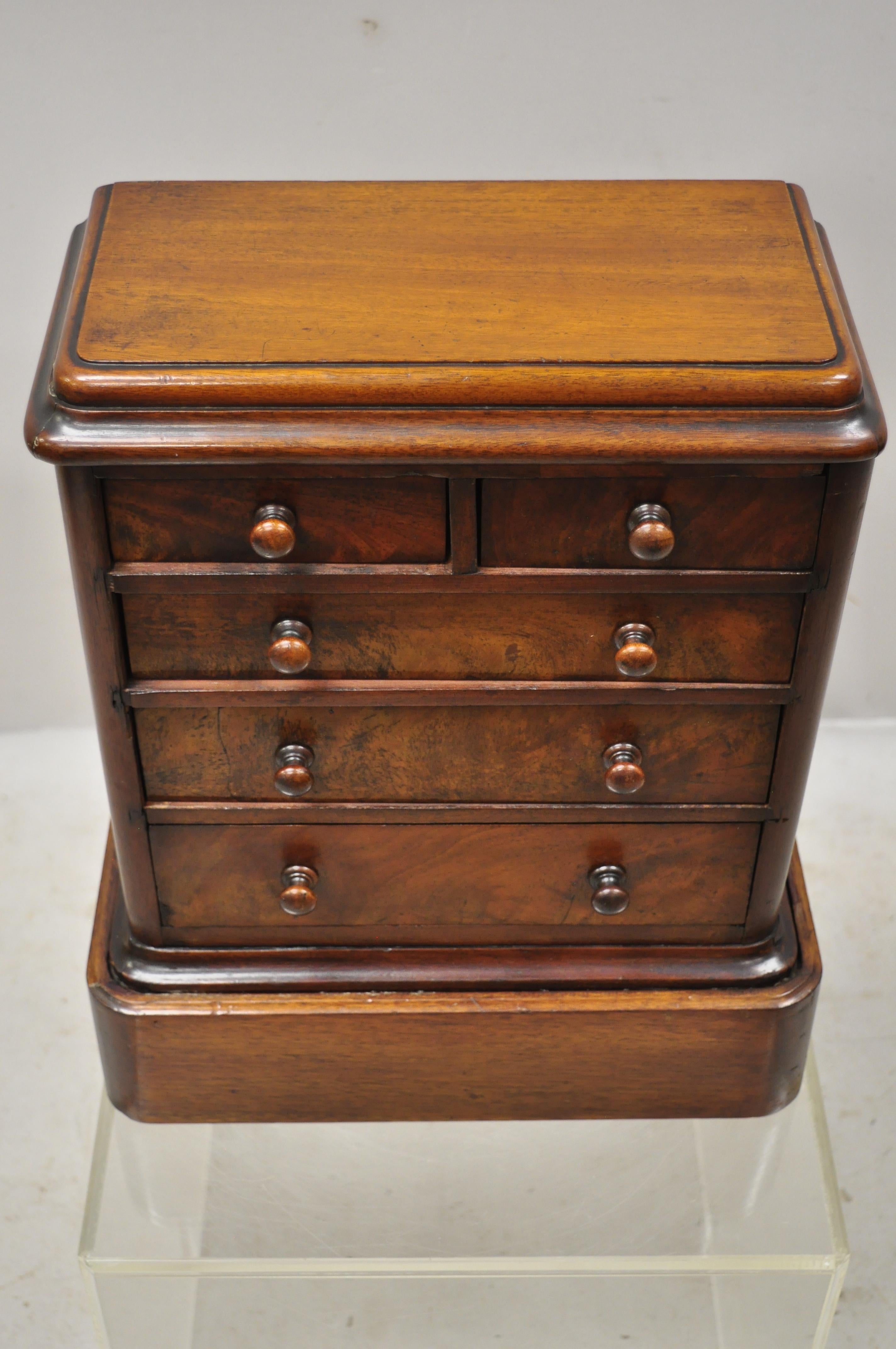 Antique Miniature American Empire Small Mahogany Salesman Sample Chest Dresser 4