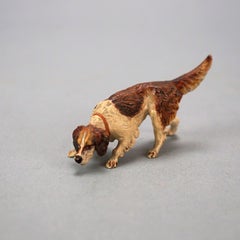 Antique Miniature Austrian Franz Bergman Cold Painted Bronze Dog, Setter, c1900