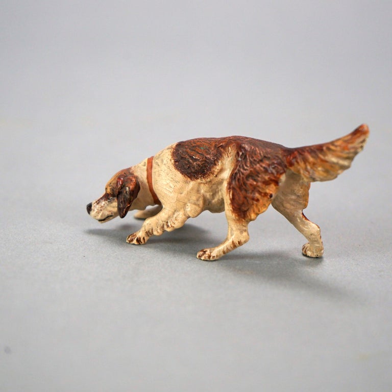 Antique Miniature Austrian Franz Bergman Cold Painted Bronze Dog, Setter, c1900 In Good Condition In Big Flats, NY