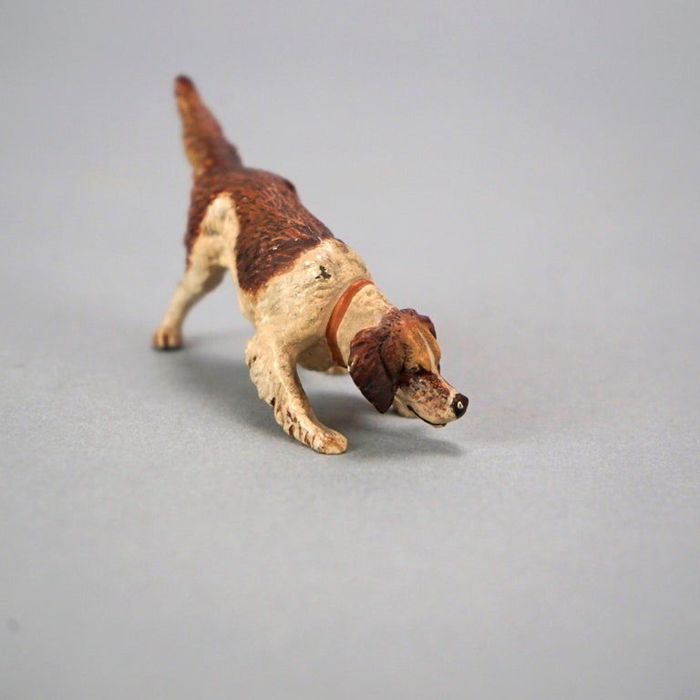 20th Century Antique Miniature Austrian Franz Bergman Cold Painted Bronze Dog, Setter, c1900