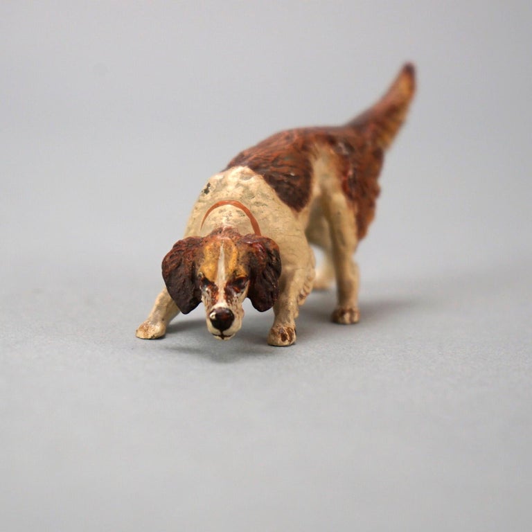 Antique Miniature Austrian Franz Bergman Cold Painted Bronze Dog, Setter, c1900 1