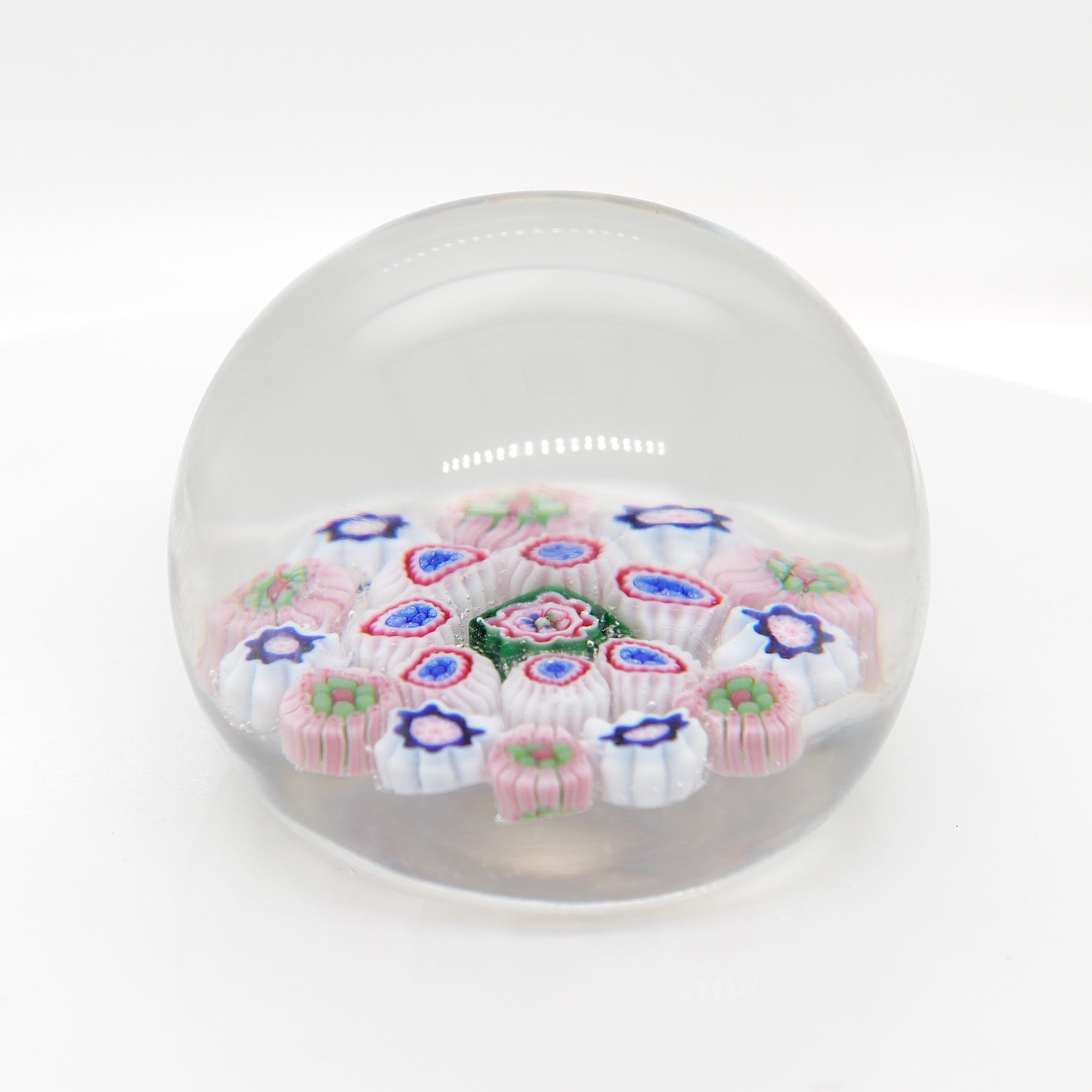 Antique Miniature Baccarat Concentric Millefiori Glass Paperweight In Good Condition In Philadelphia, PA