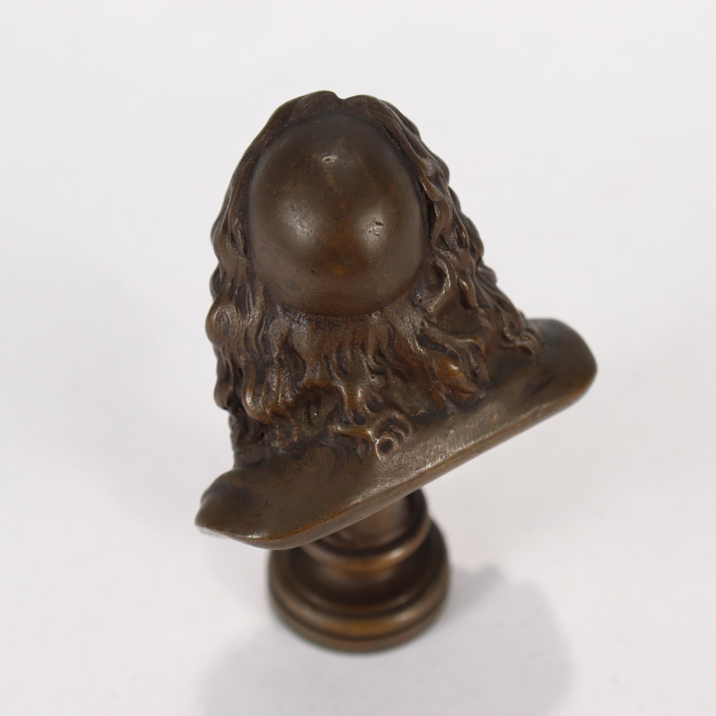 Antique Miniature Barbedienne Bronze Bust of Molière After Houdon For Sale 4