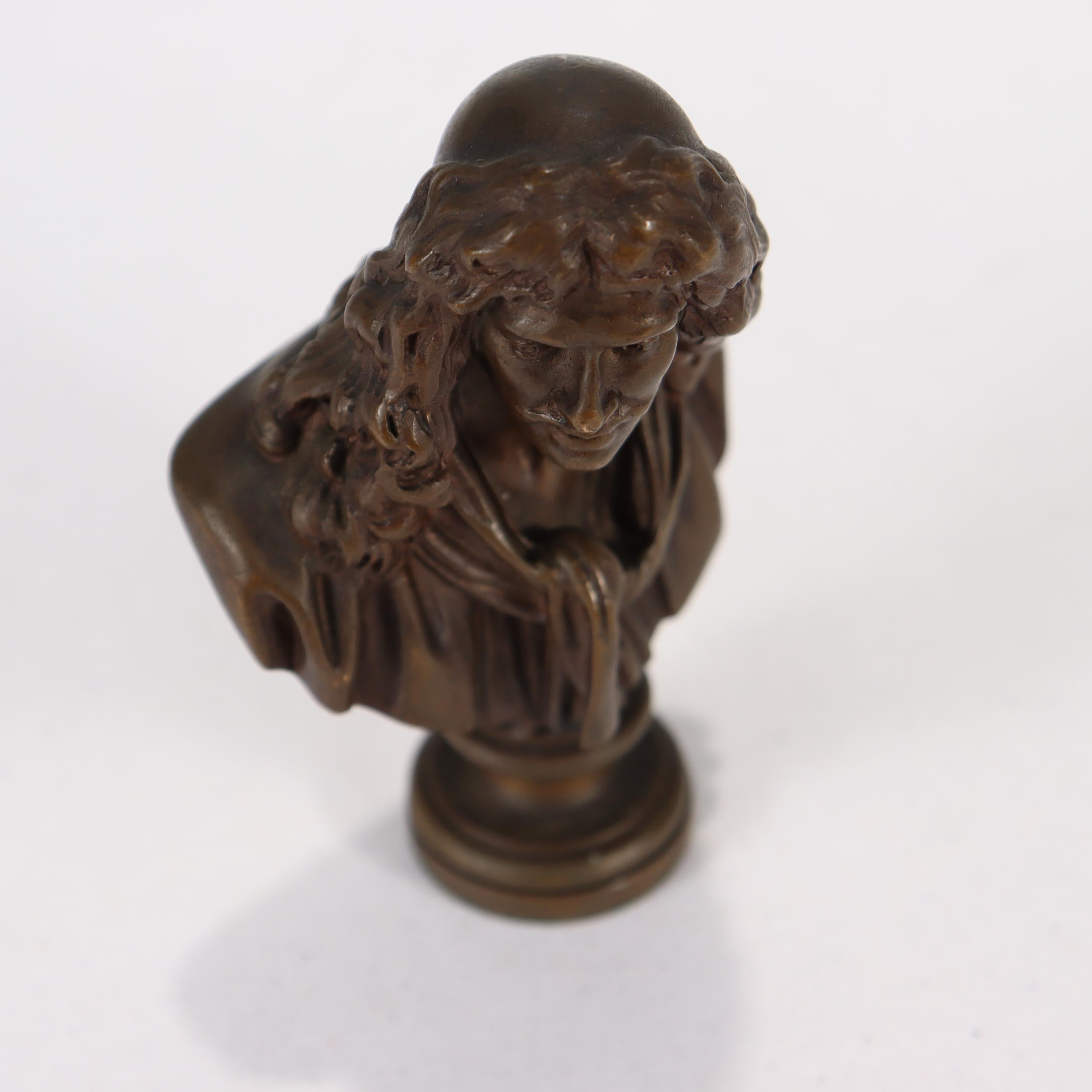Antique Miniature Barbedienne Bronze Bust of Molière After Houdon For Sale 3