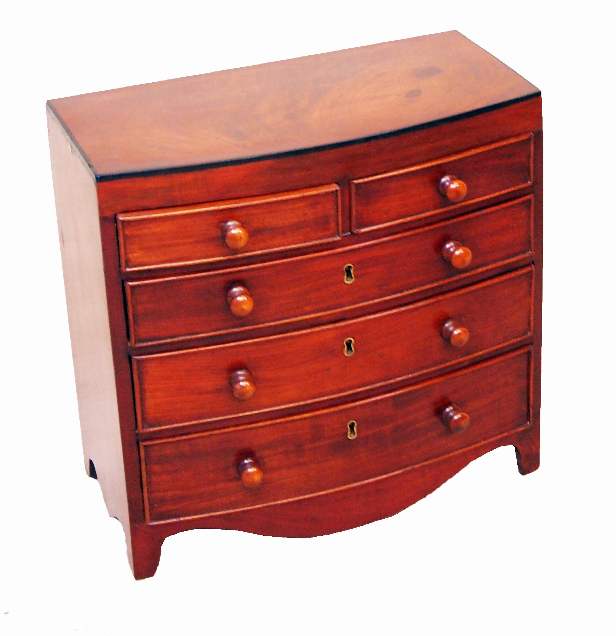 Regency Antique Miniature Bowfront Chest of Drawers For Sale