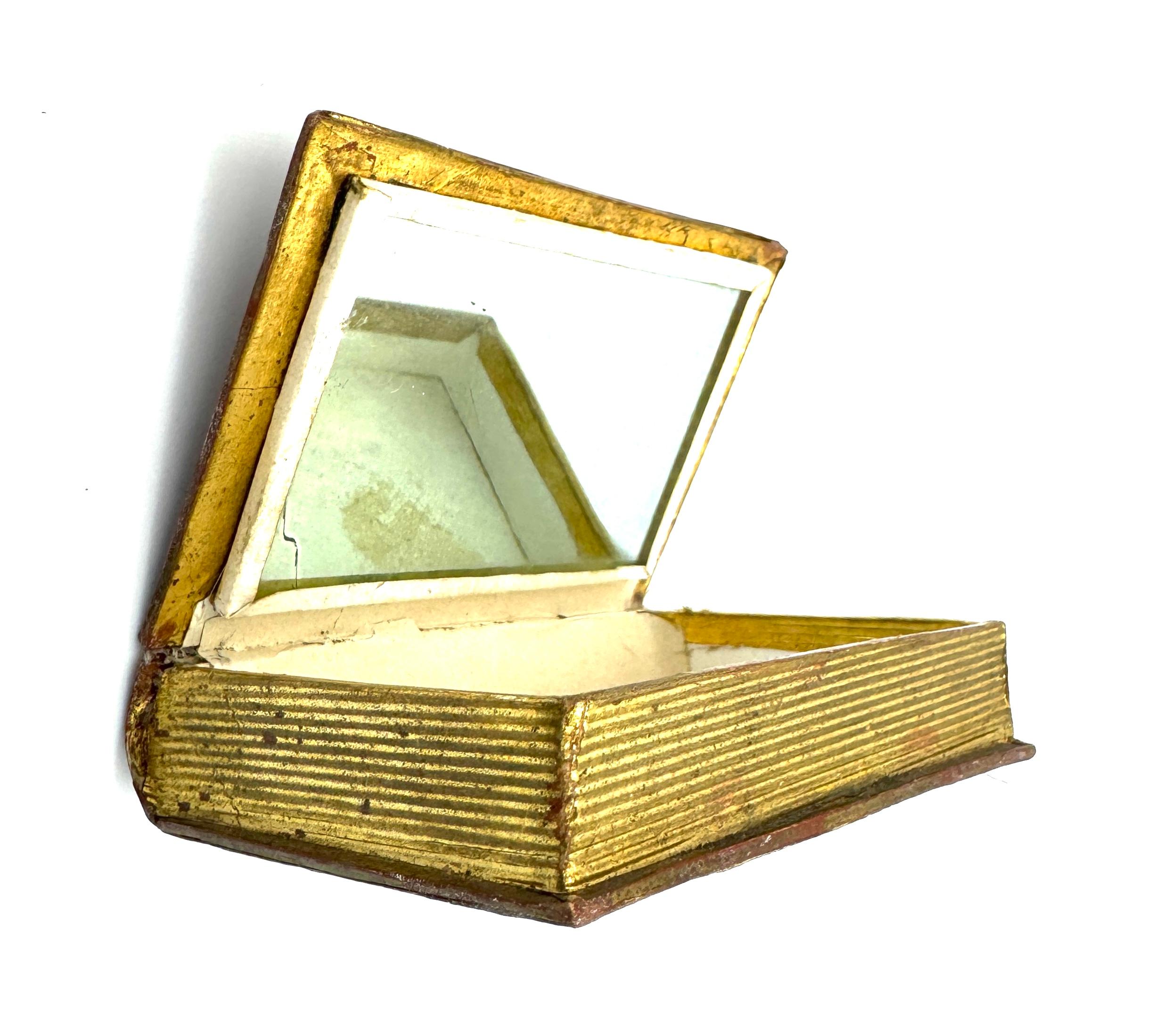 Antique Miniature Box in the shape of a Little Book with Mirror Seaside Souvenir In Good Condition For Sale In Munich, Bavaria