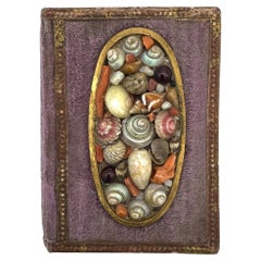 Antique Miniature Box in the shape of a Little Book with Mirror Seaside Souvenir