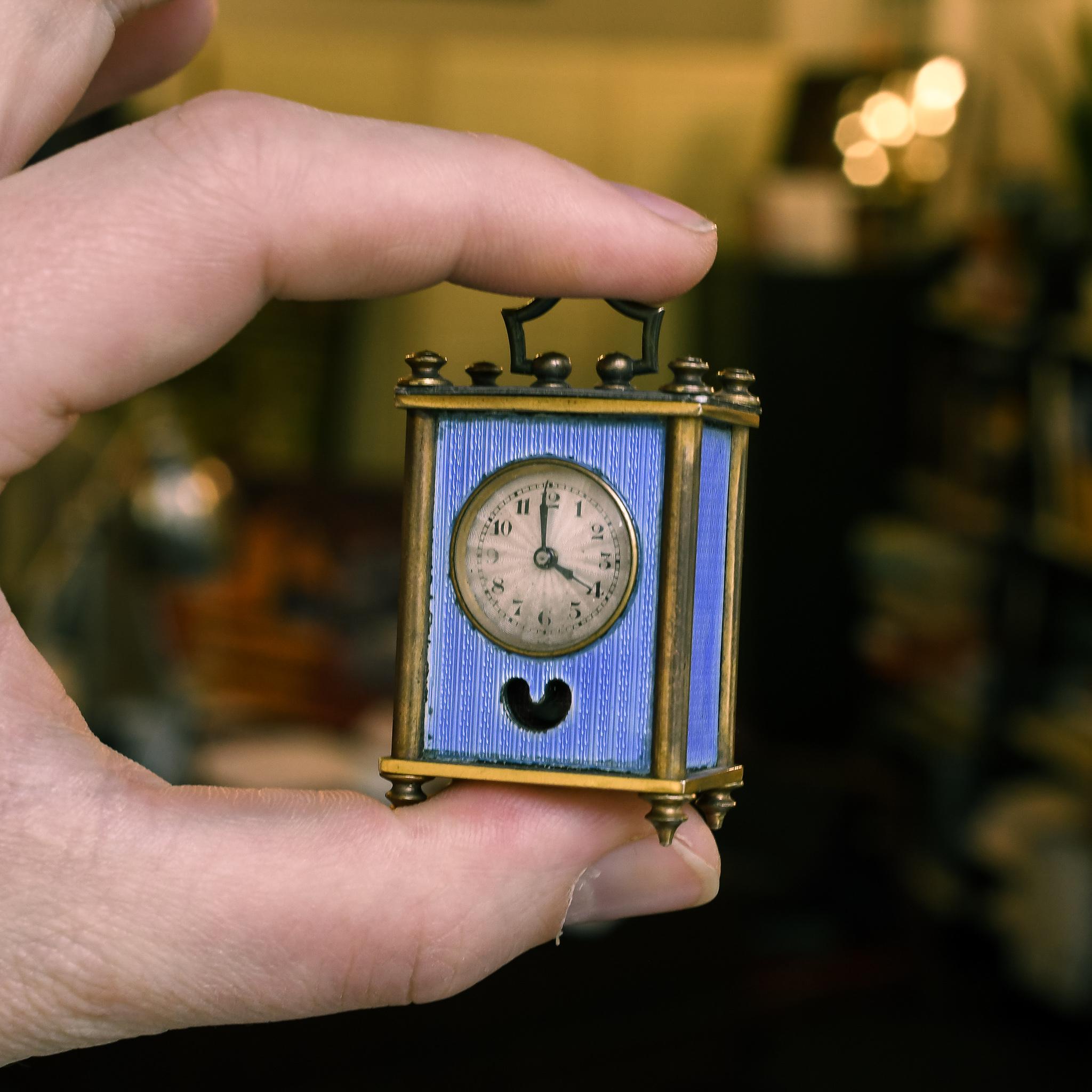 Women's or Men's Antique Miniature Carriage Clock For Sale