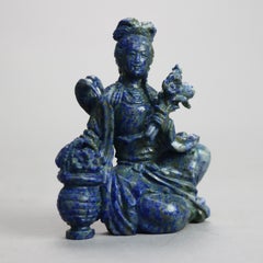 Antique Miniature Chinese Carved Lapis Lazuli Buddha, Circa 1890