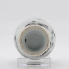 Antique Miniature Chinese Porcelain Encre de Chine Grisaille Qianlong Caddy, 18C