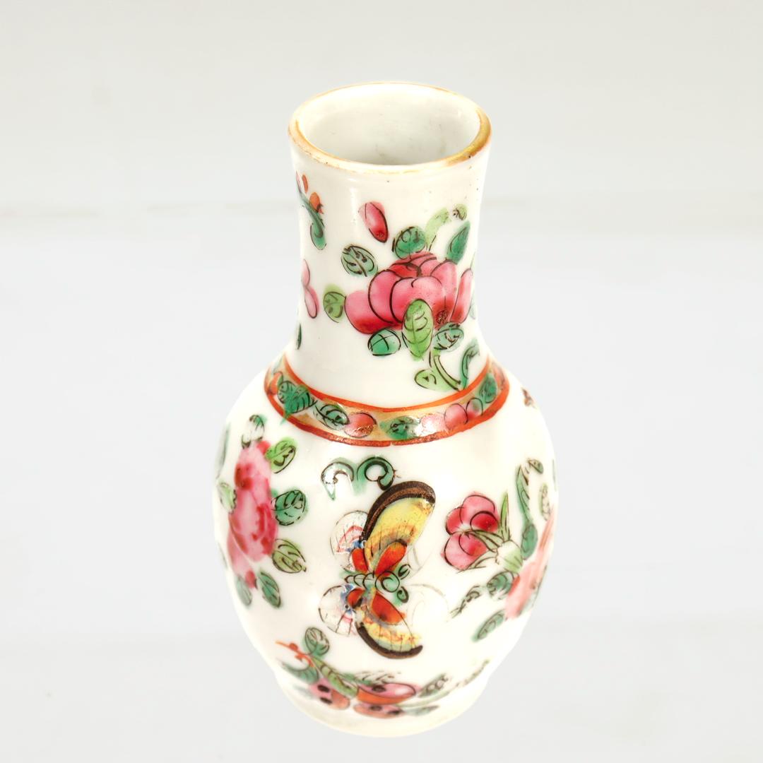 Antique Miniature Chinese Rose Mandarin Porcelain Vase 1
