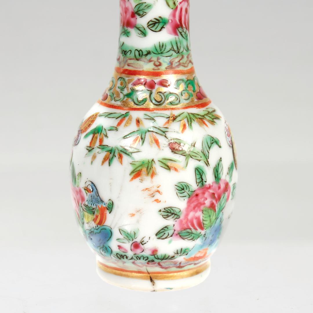 Antike Miniature Chinese Rose Mandarin Porzellan Vase 2