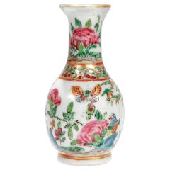 Antique Miniature Chinese Rose Mandarin Porcelain Vase