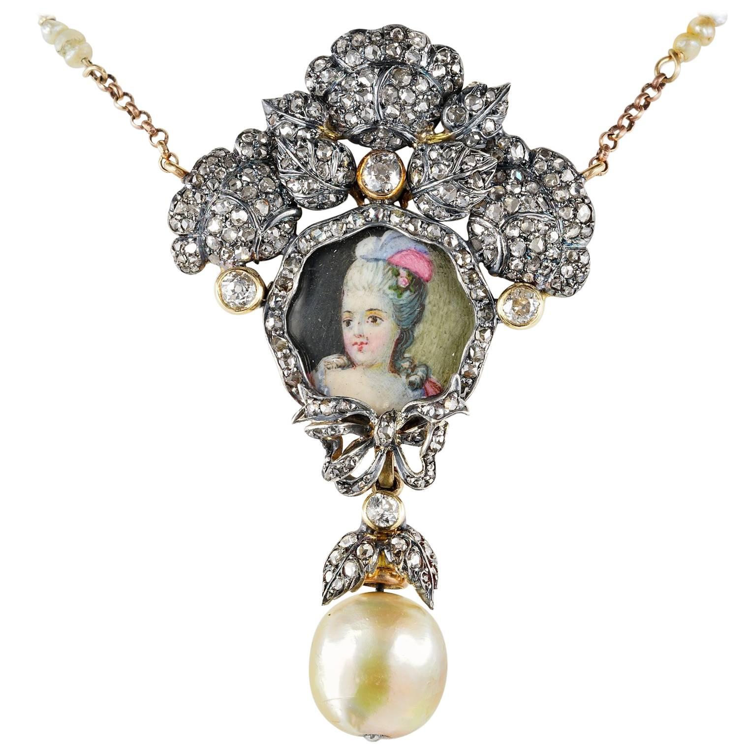 Antique Miniature Diamond Rare Huge Natural Basra Pearl Necklace For Sale