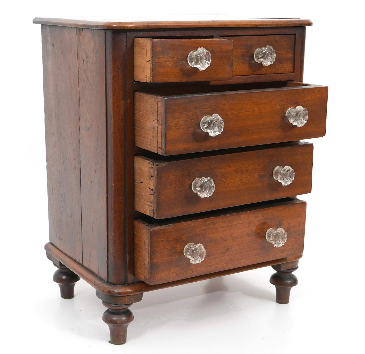 Antique Miniature English Mahogany Chest Sheraton Style Chest - Circa 1850's In Good Condition For Sale In Ft. Lauderdale, FL