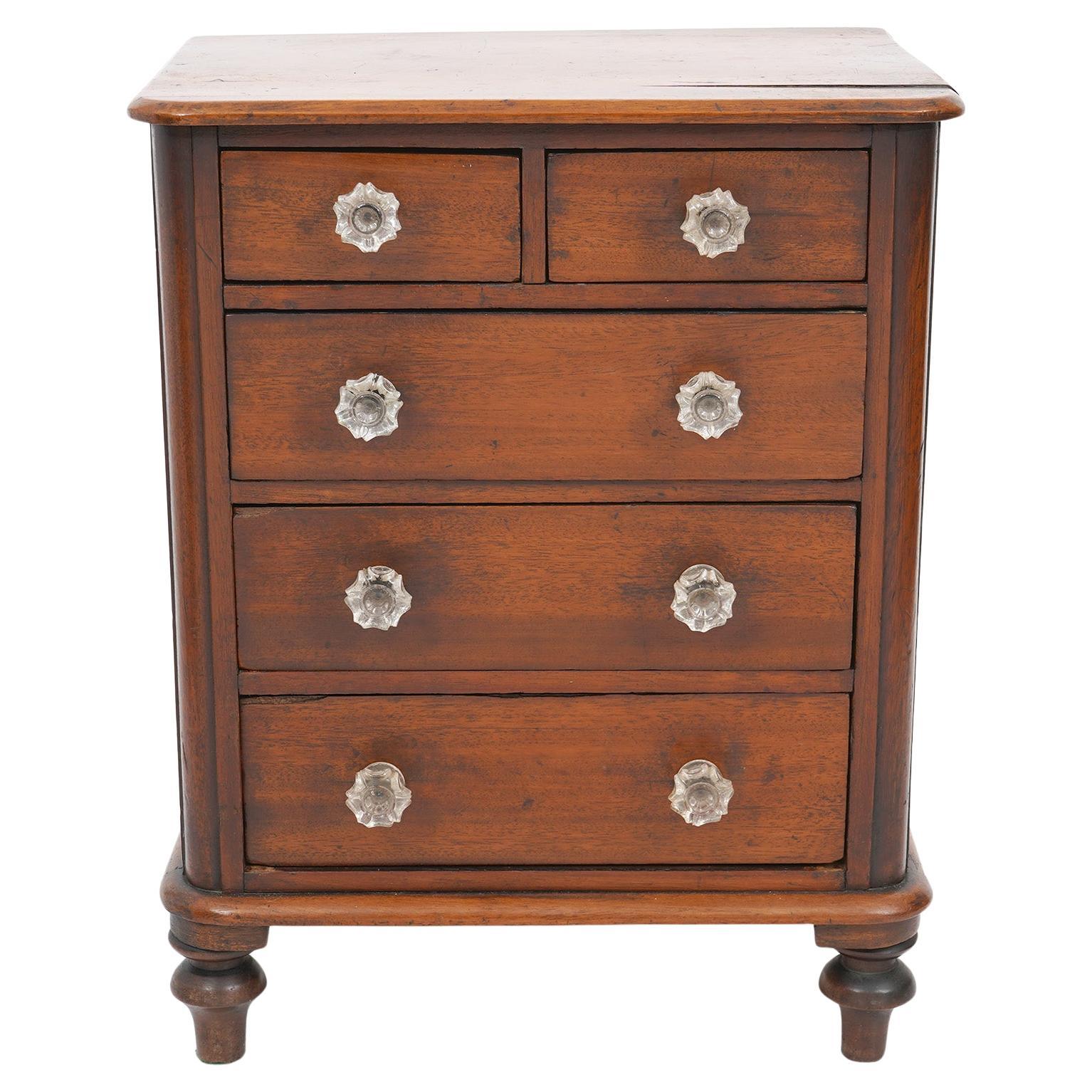 Antique Miniature English Mahogany Chest Sheraton Style Chest - Circa 1850's For Sale