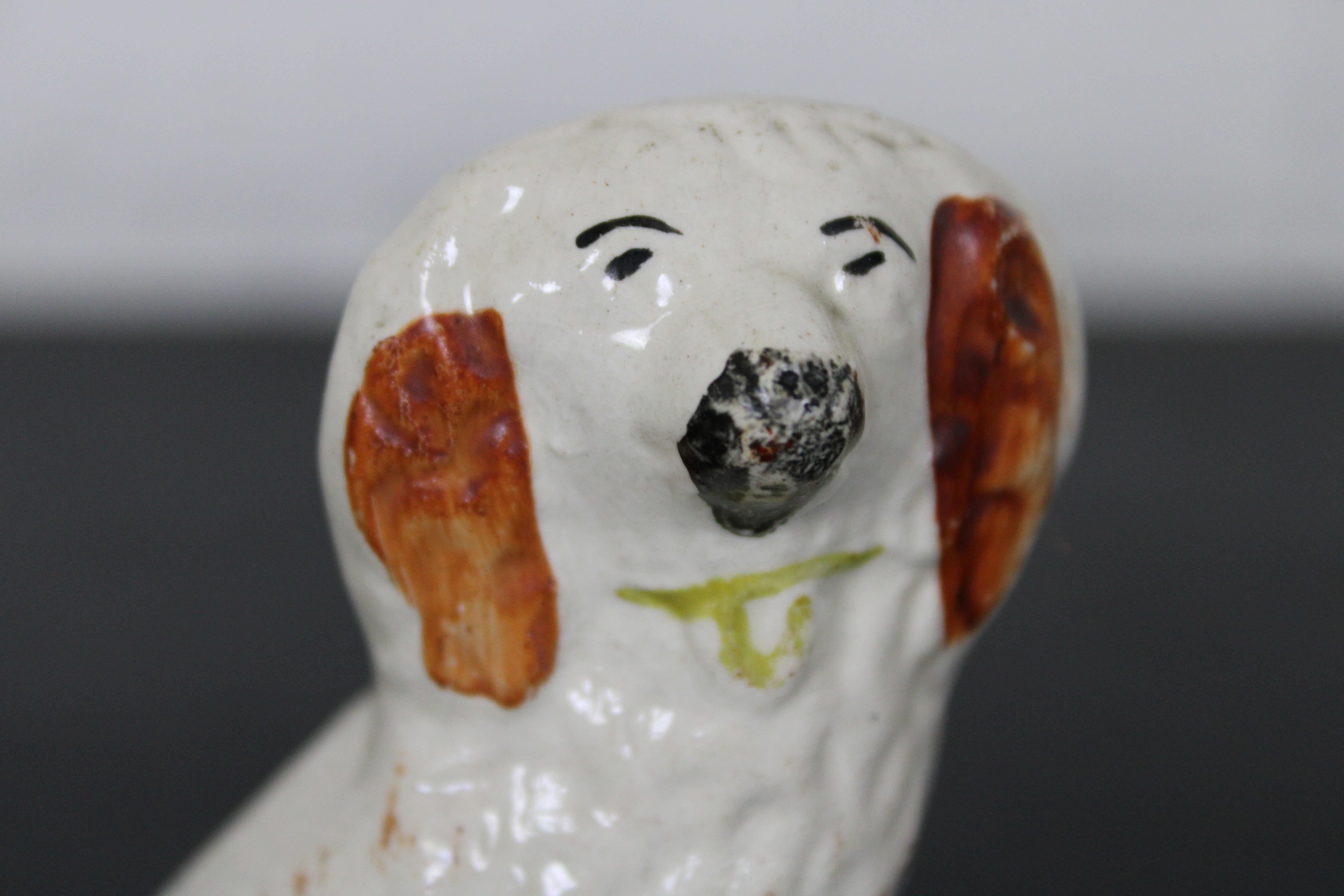 Antique Miniature English Staffordshire Porcelain Spaniel Dog Figurine 5