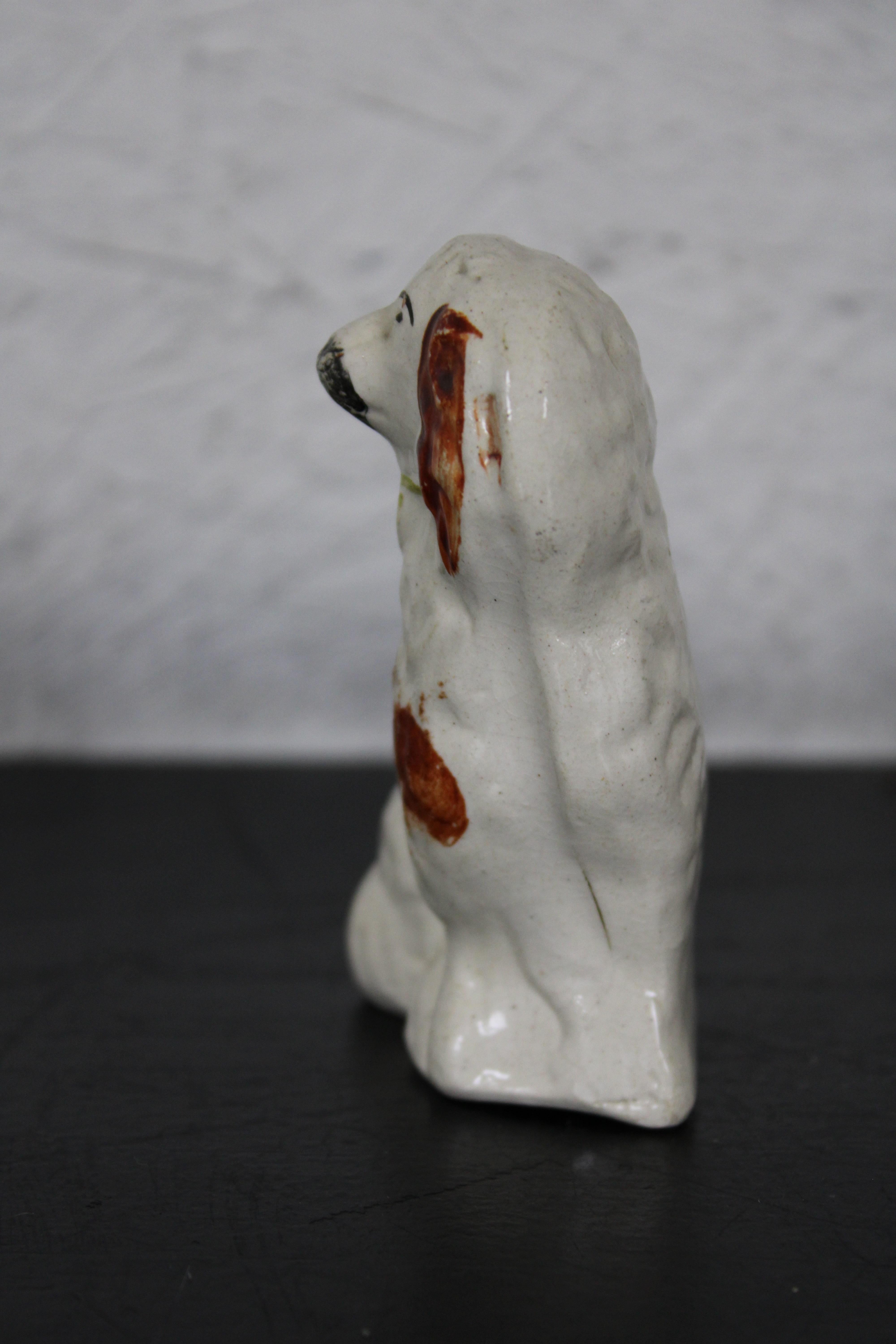 20th Century Antique Miniature English Staffordshire Porcelain Spaniel Dog Figurine