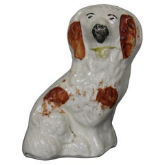 Antique Miniature English Staffordshire Porcelain Spaniel Dog Figurine