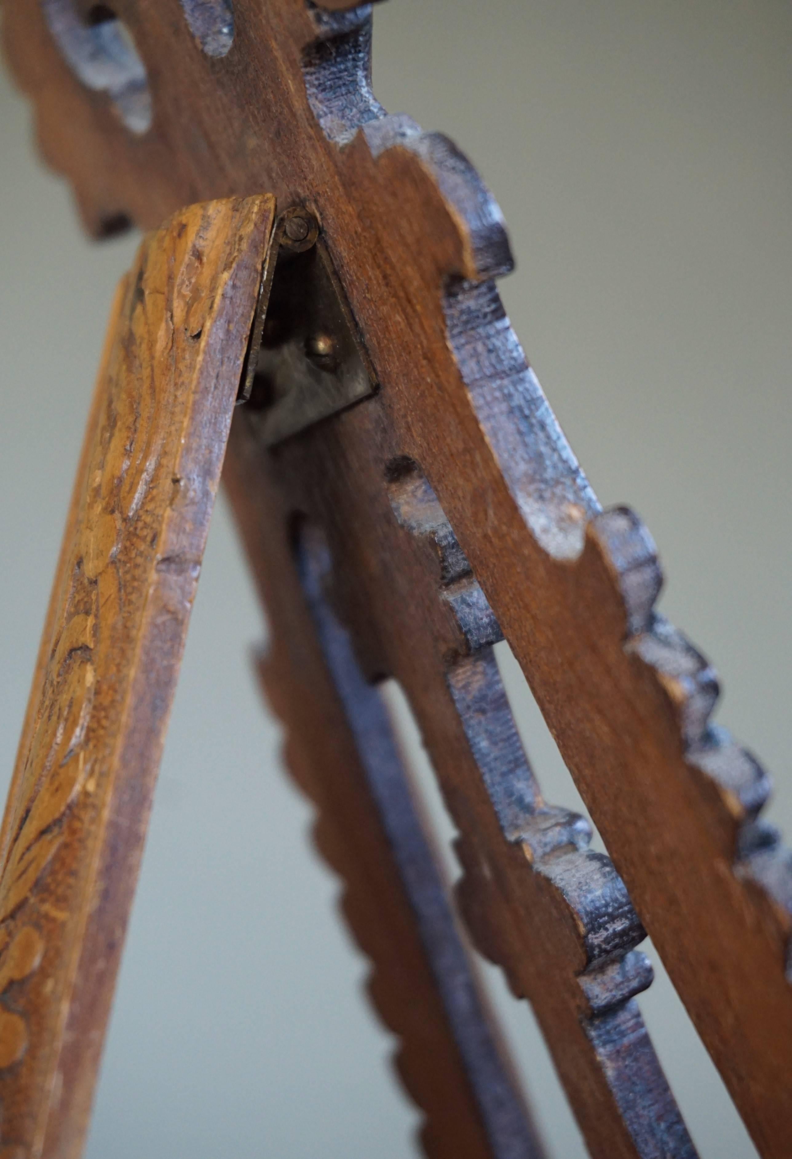 Hand-Crafted Antique Miniature Floor Easel or Artist Display Stand as a Table Picture Frame