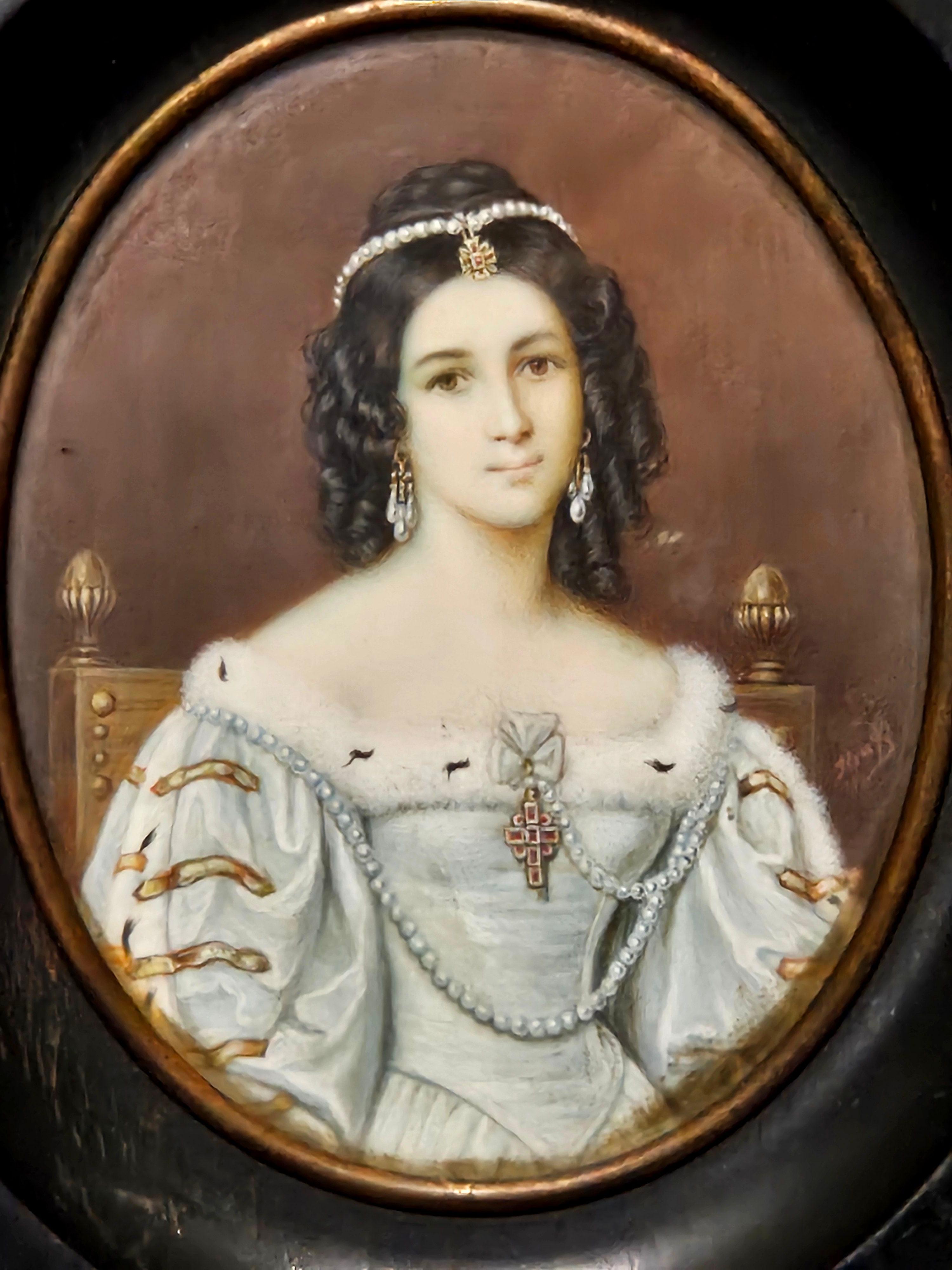 19. Jahrhundert Künstler signiert Miniatur Französisch Porträtmalerei.
Abmessungen: Höhe: 5,5 Zoll, Breite: 4,75 Zoll. --