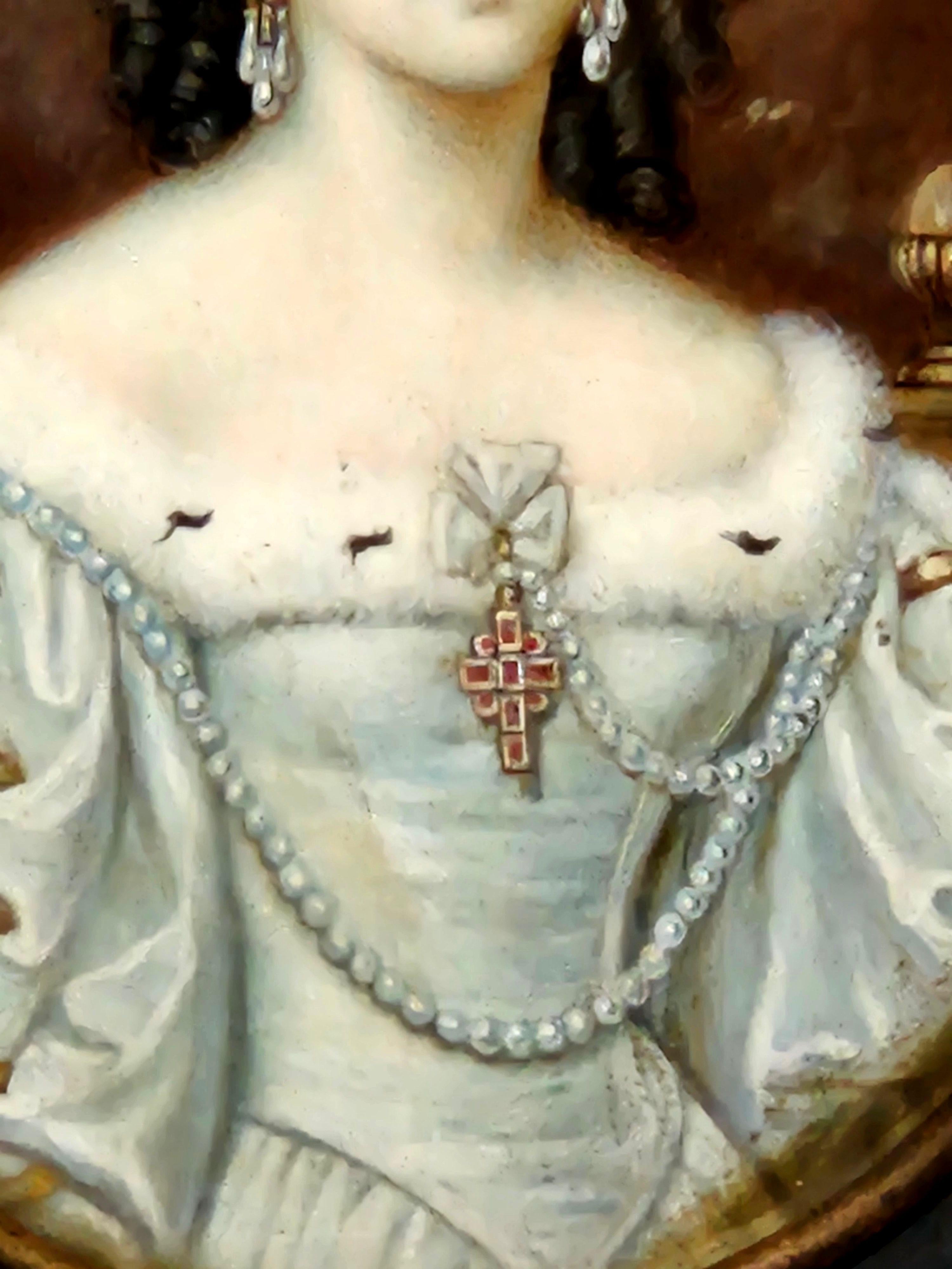 Antike französische Miniatur-Porträtmalerei, signiert 19. im Zustand „Gut“ im Angebot in Norton, MA