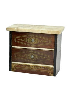 Antique Miniature German Boule Biedermeier Dollhouse Bed Room Furniture 1860-90s