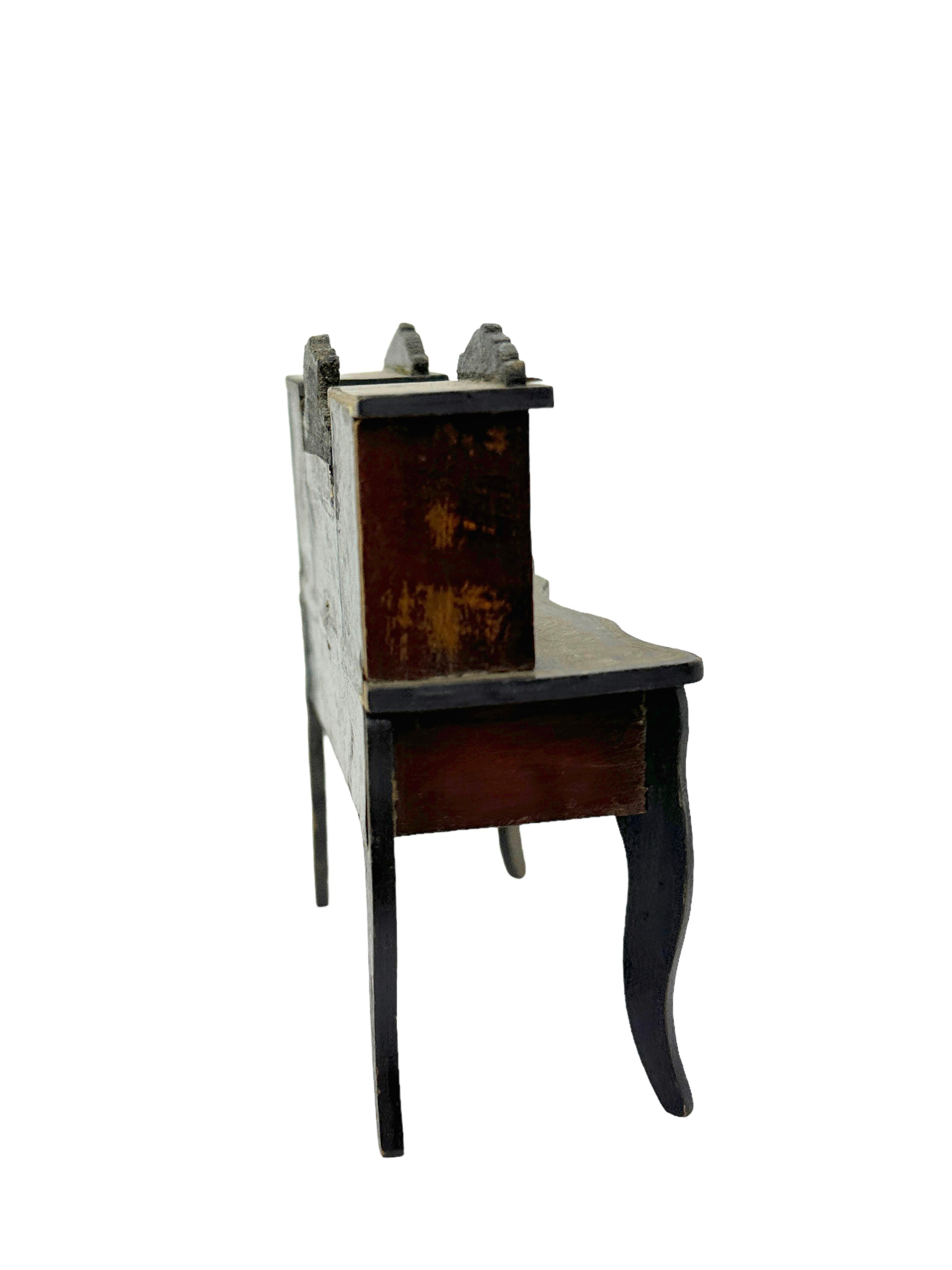 Antique Miniature German Boule Biedermeier Dollhouse Secretary Desk, 1860-1890s 1