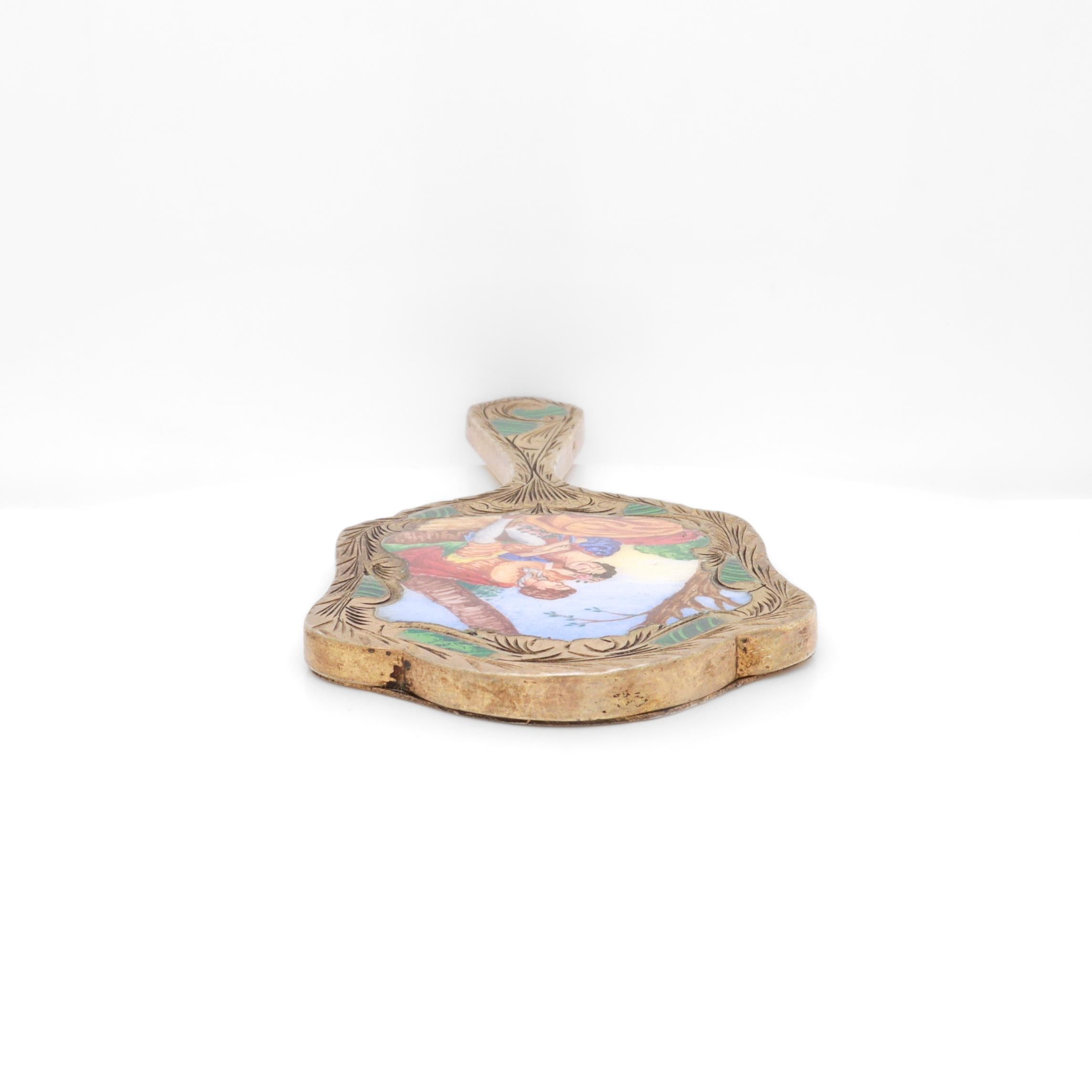 Antique Miniature Gilt .800 Silver & Enamel Hand Mirror For Sale 10